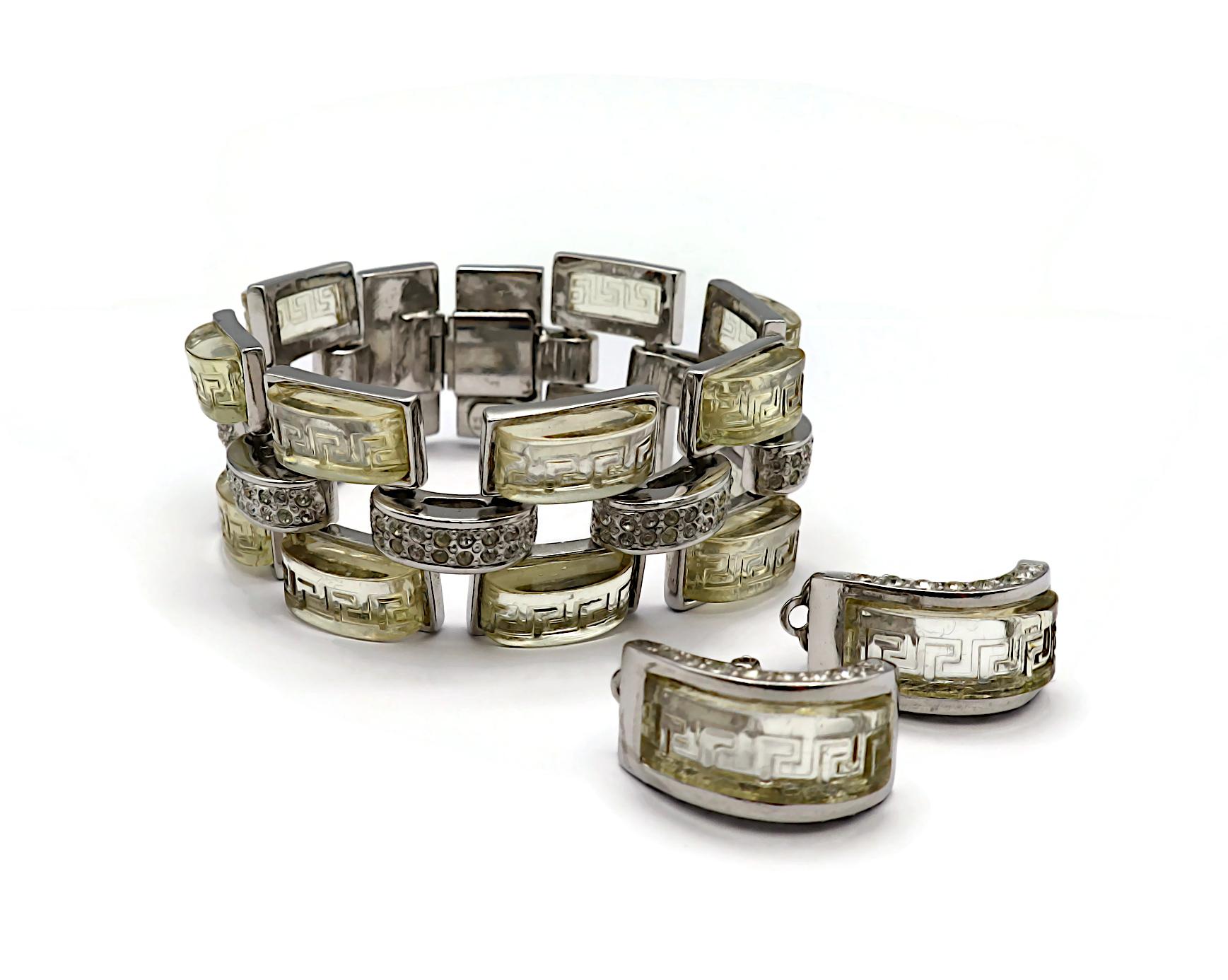 GIANNI VERSACE Vintage Bracelet and Half Hoop Earring Set In Good Condition For Sale In Nice, FR