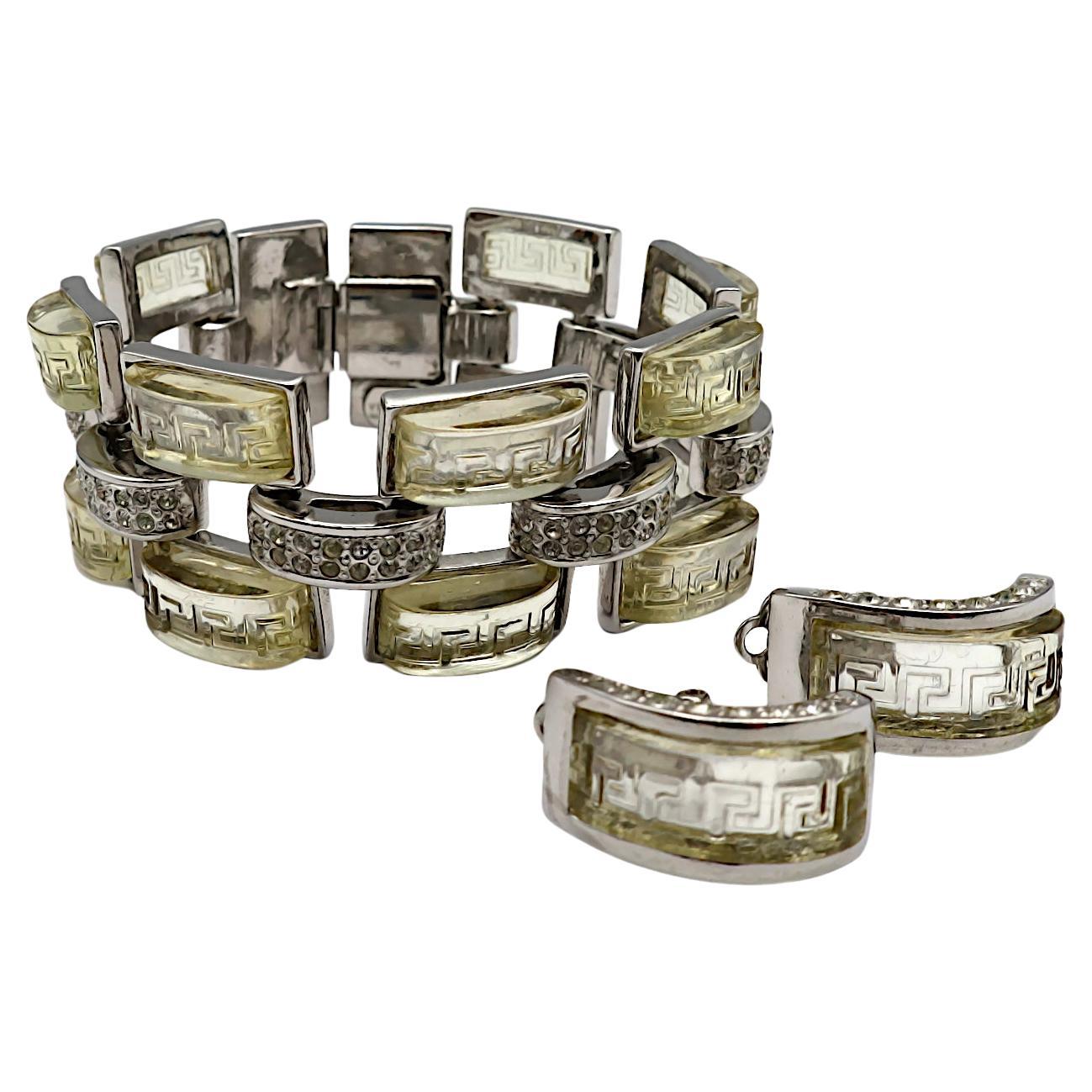 GIANNI VERSACE Vintage Bracelet and Half Hoop Earring Set For Sale