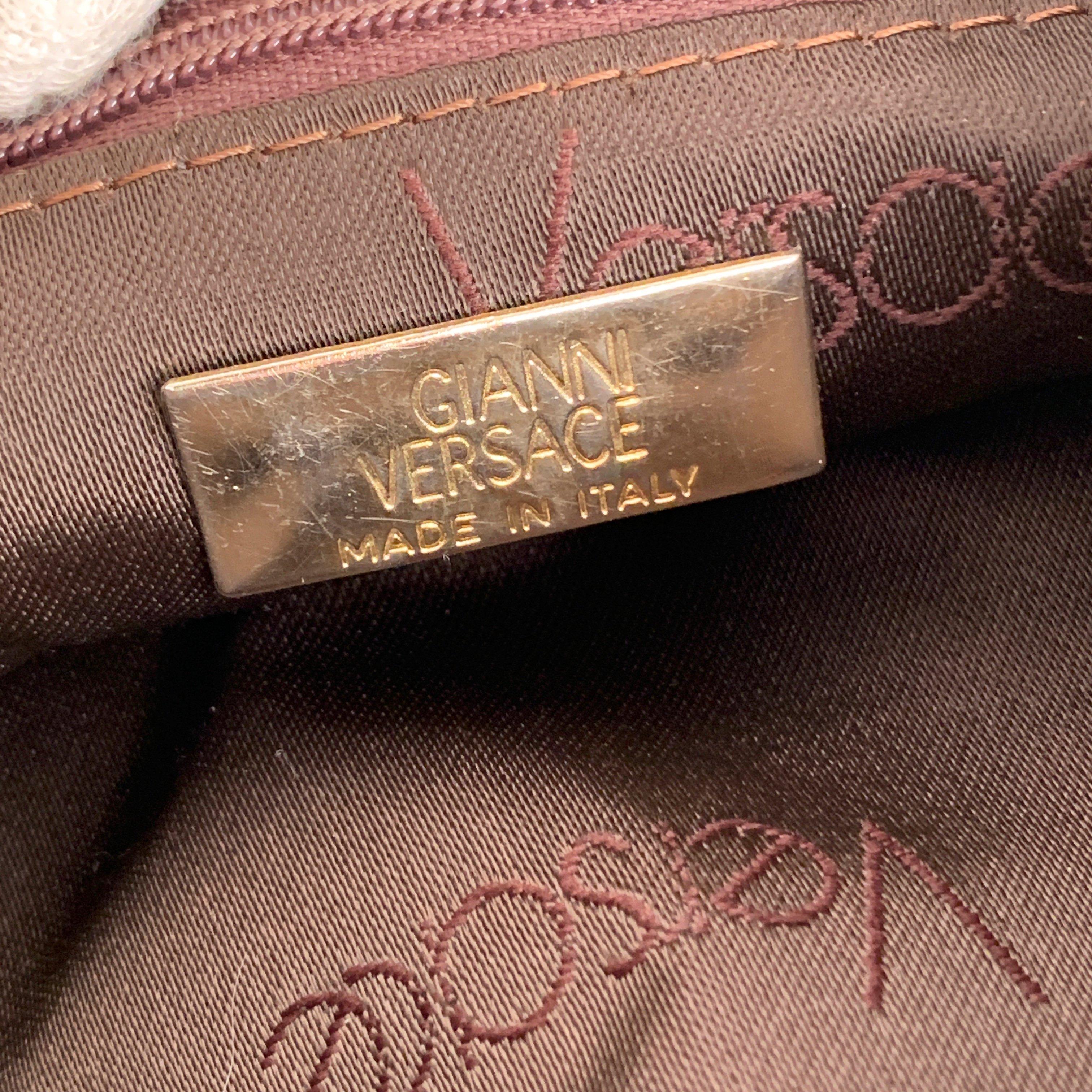 Gianni Versace Vintage Brown Leather Medusa Bucket Shoulder Bag 6