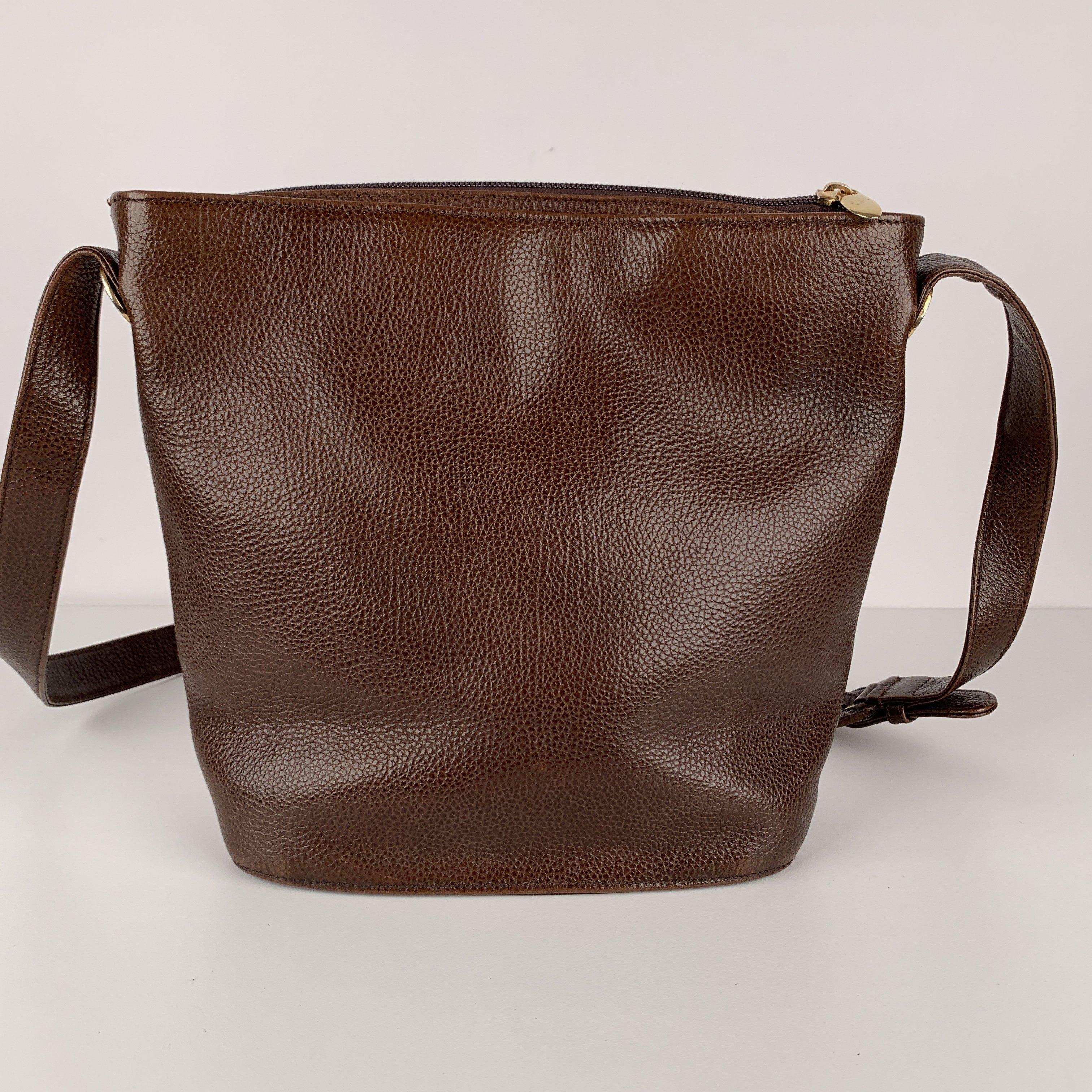 Gianni Versace Vintage Brown Leather Medusa Bucket Shoulder Bag 3