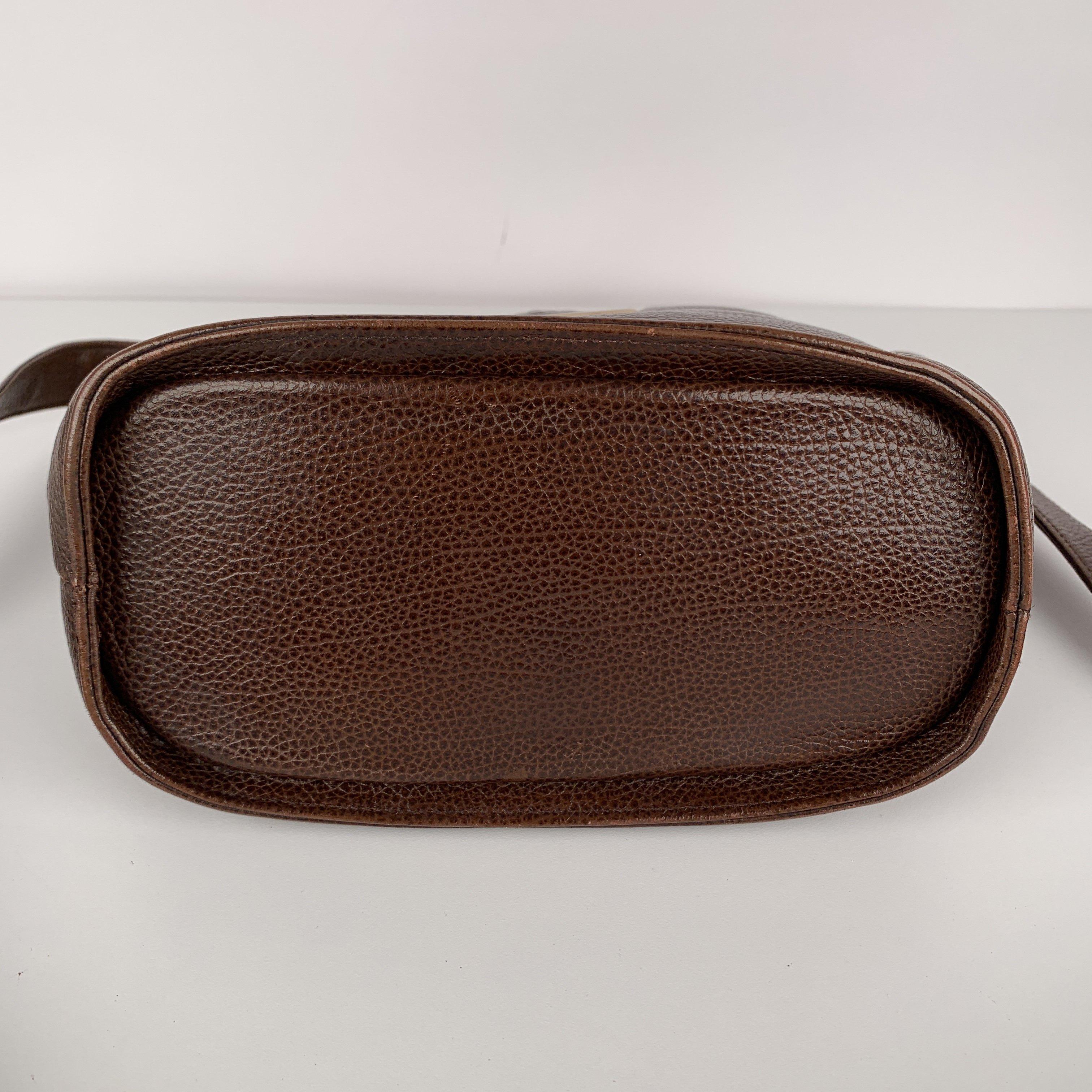 Gianni Versace Vintage Brown Leather Medusa Bucket Shoulder Bag 4
