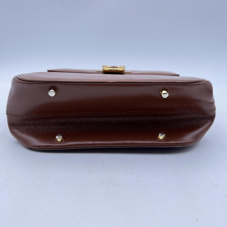 Gianni Versace Vintage Brown Leather Medusa Handbag Bag 2