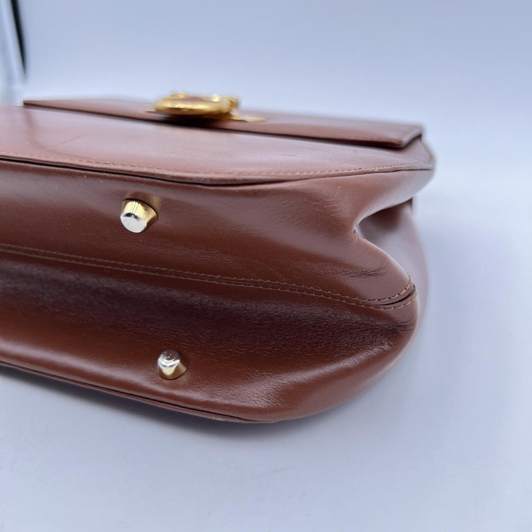 Gianni Versace Vintage Brown Leather Medusa Handbag Bag 3