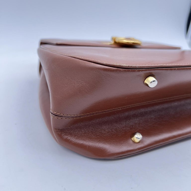 Gianni Versace Vintage Brown Leather Medusa Handbag Bag 4