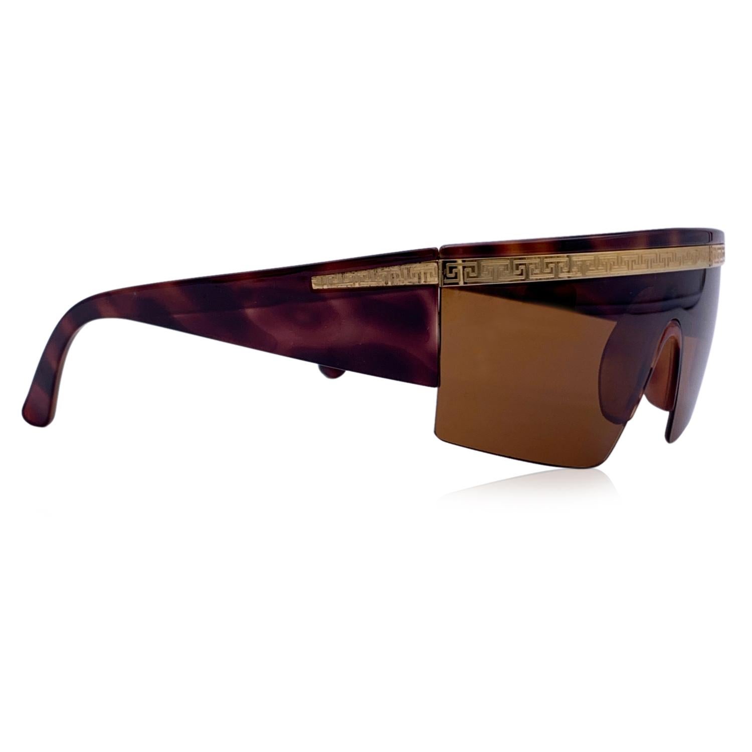 da uomo o donna Occhiali da sole Gianni Versace Vintage Brown Mint Shield Mod T76 Col. 900