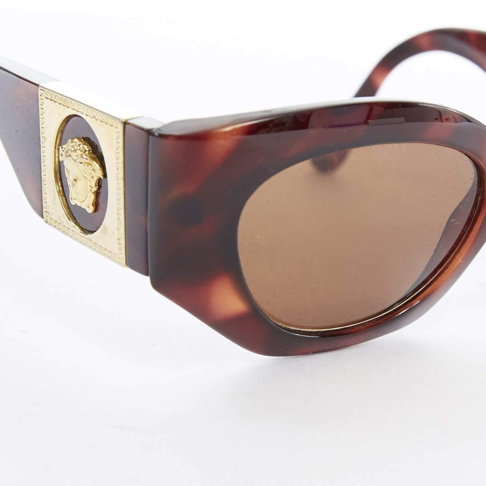 Brown GIANNI VERSACE Vintage brown tortoise angular cateye gold Medusa sunglasses