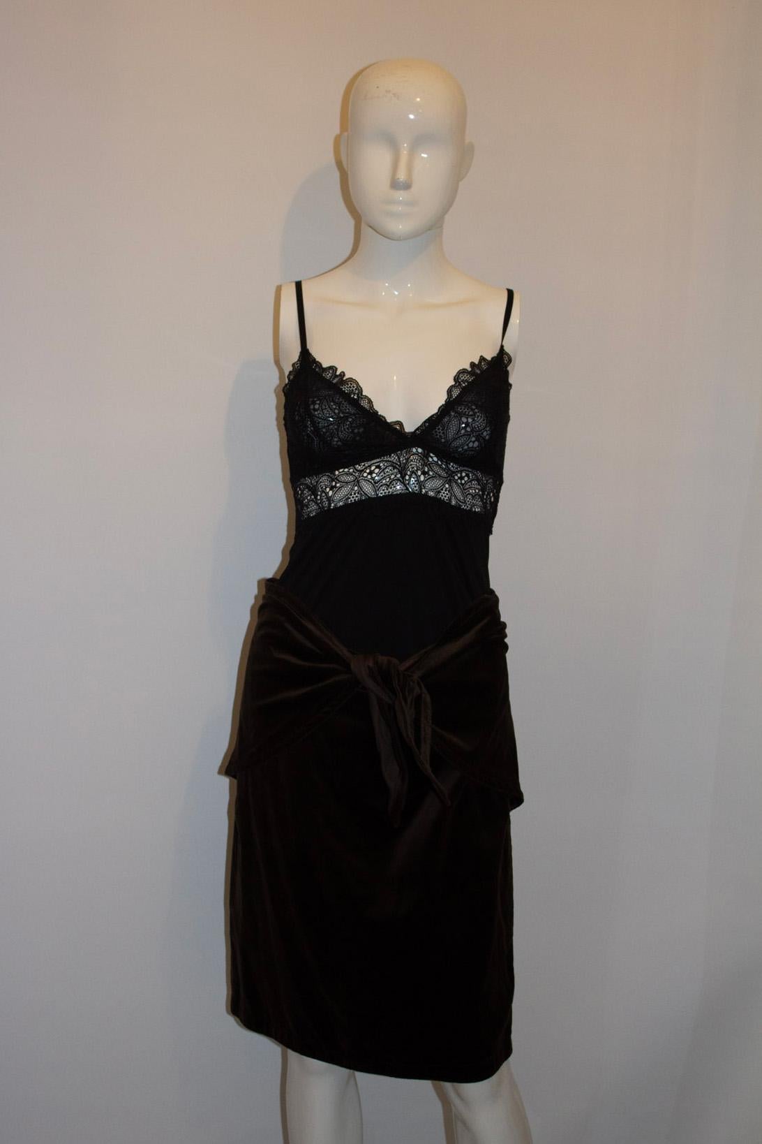 Black Gianni Versace Vintage Brown Velvet Skirt For Sale
