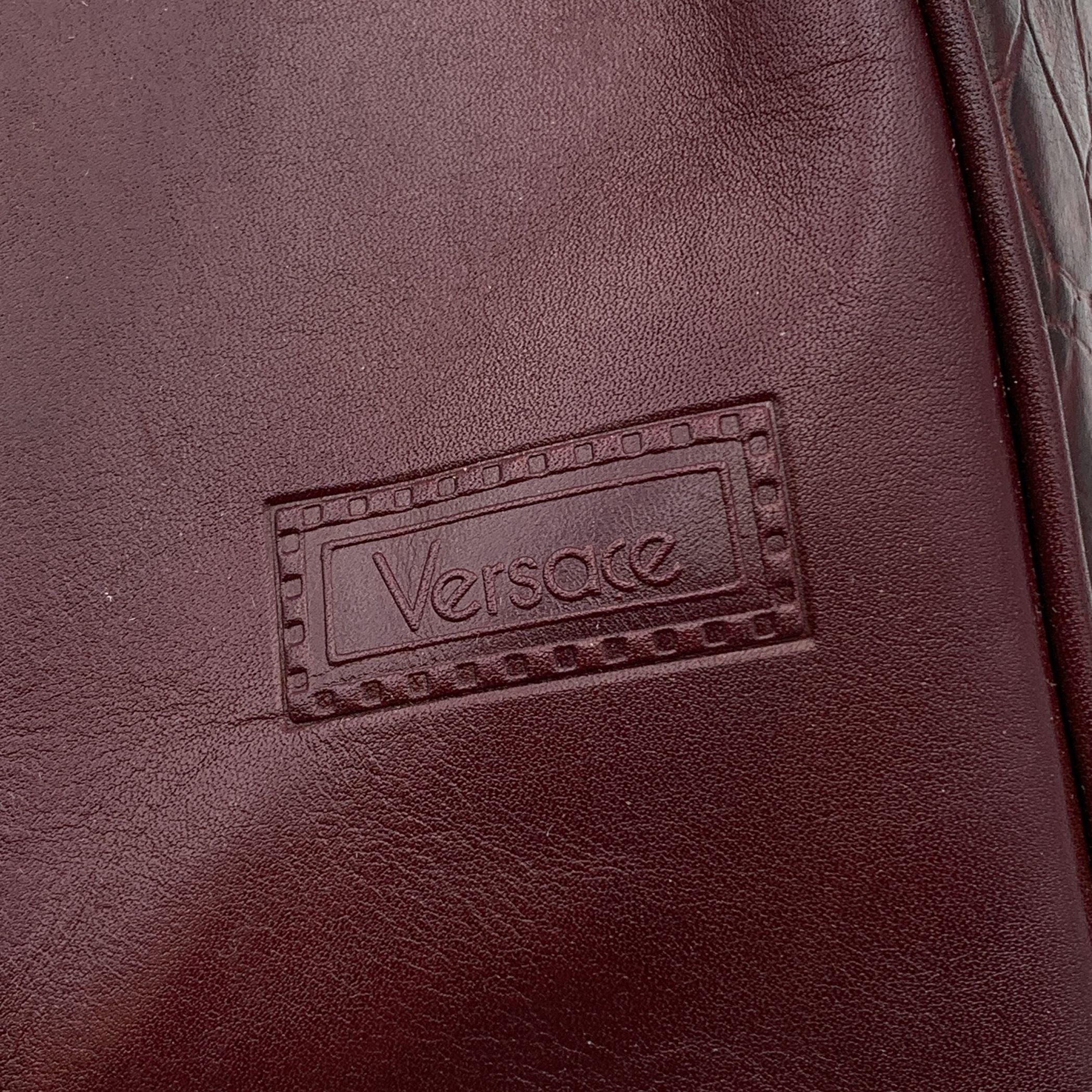 Gianni Versace Vintage Burgundy Embossed Leather Handbag Satchel For Sale 1