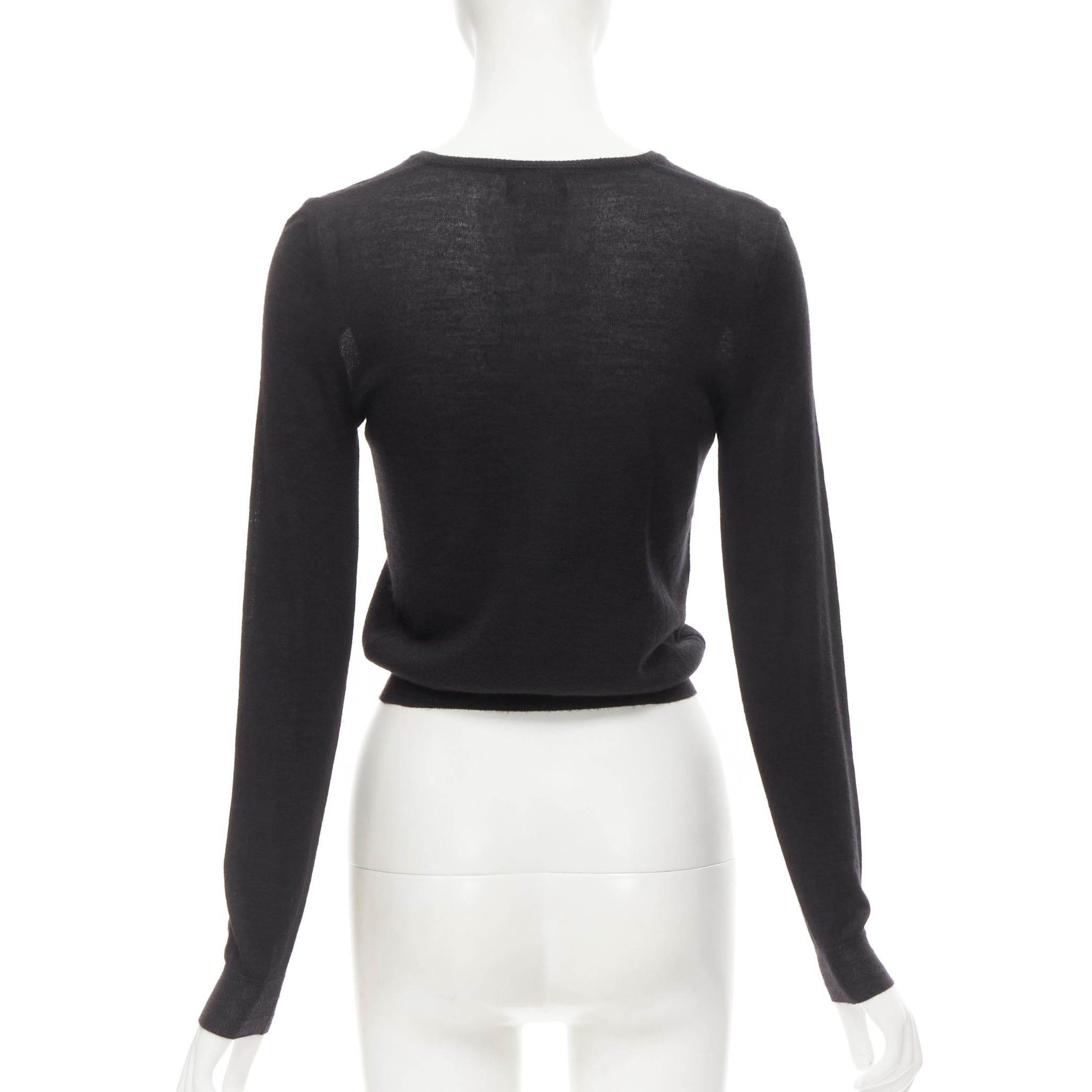 Women's GIANNI VERSACE Vintage cashmere silk wool blend V-neck cropped sewater IT40 S For Sale