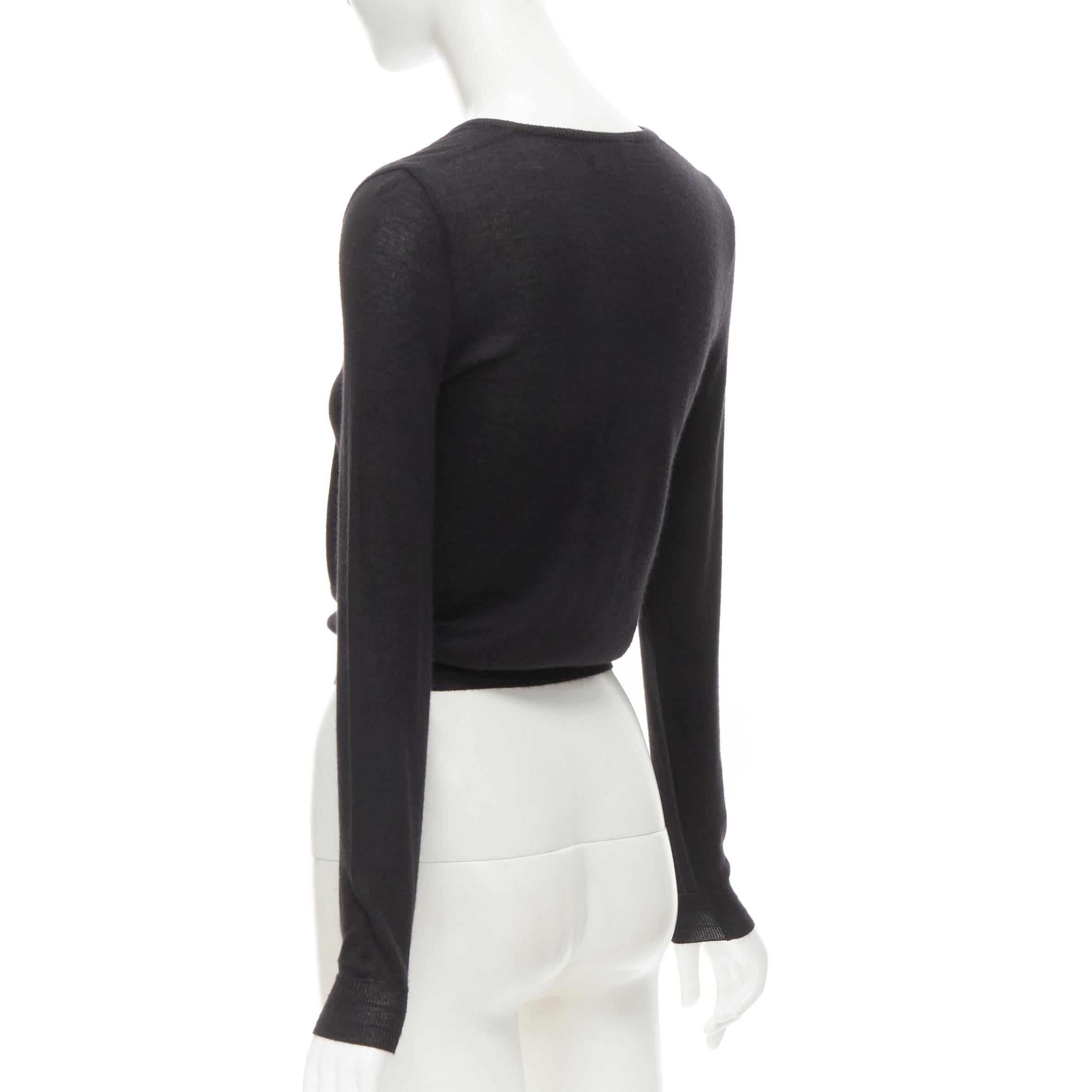GIANNI VERSACE Vintage cashmere silk wool blend V-neck cropped sewater IT40 S For Sale 1