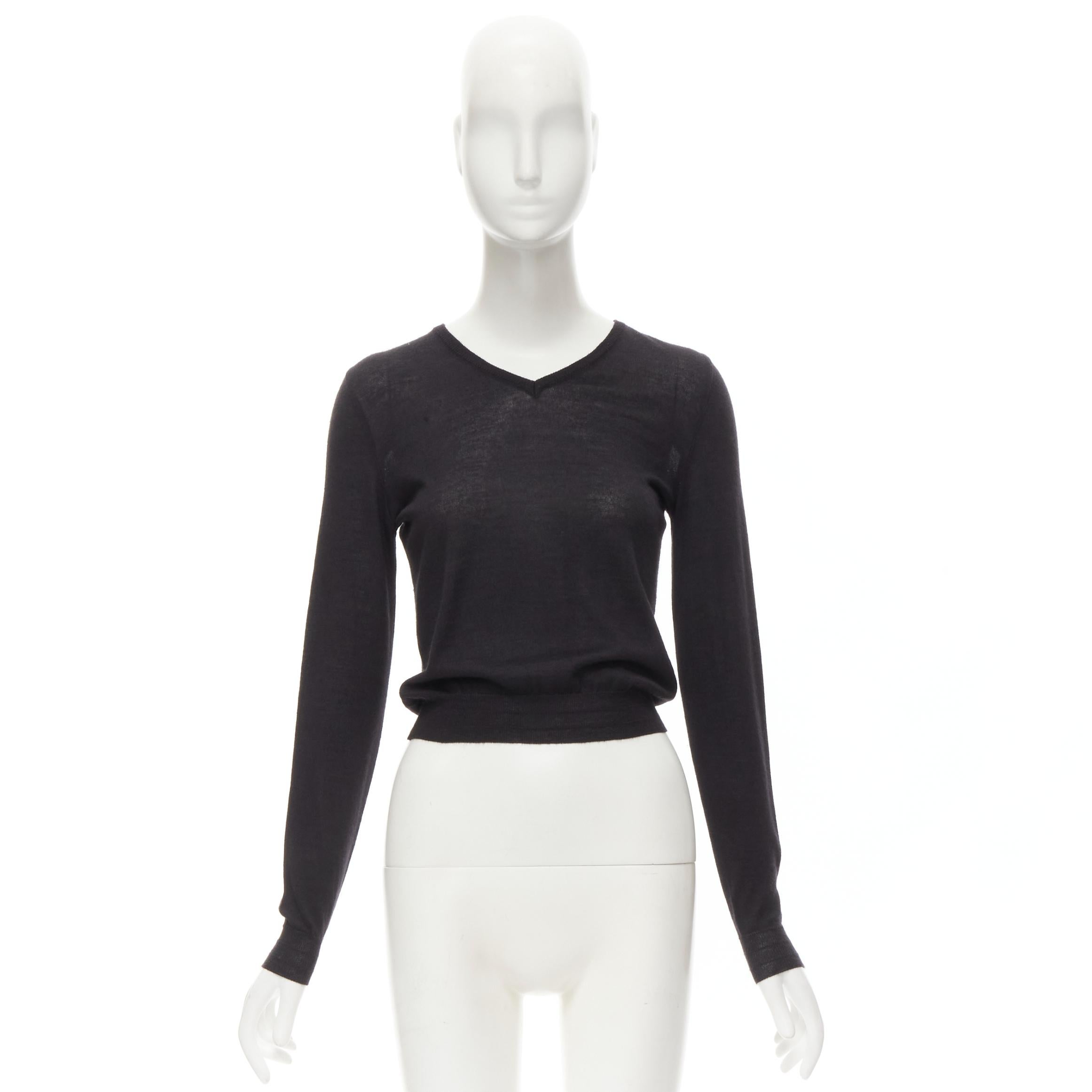 GIANNI VERSACE Vintage cashmere silk wool blend V-neck cropped sewater IT40 S For Sale 3