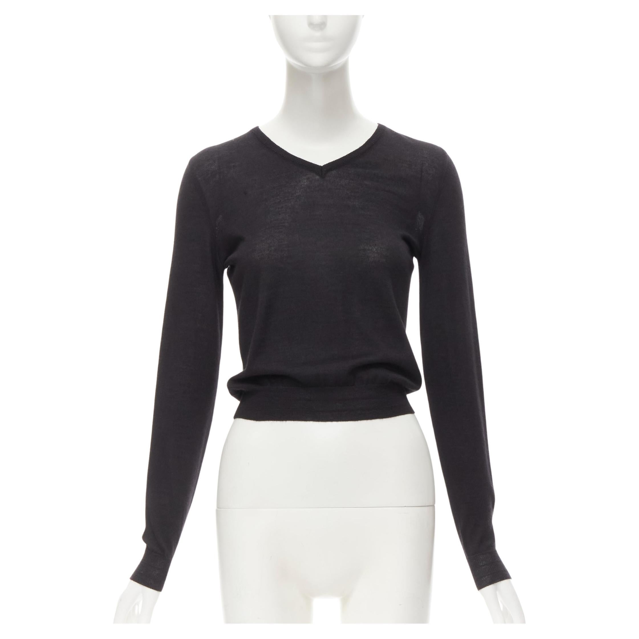 GIANNI VERSACE Vintage cashmere silk wool blend V-neck cropped sewater IT40 S For Sale