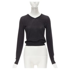 GIANNI VERSACE Vintage cachemire soie laine mélangée col V couture cropped IT40 S