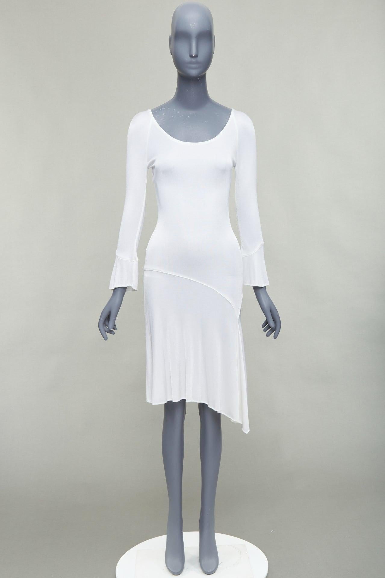 GIANNI VERSACE Vintage cream slinky jersey scoop bias cut dress For Sale 4