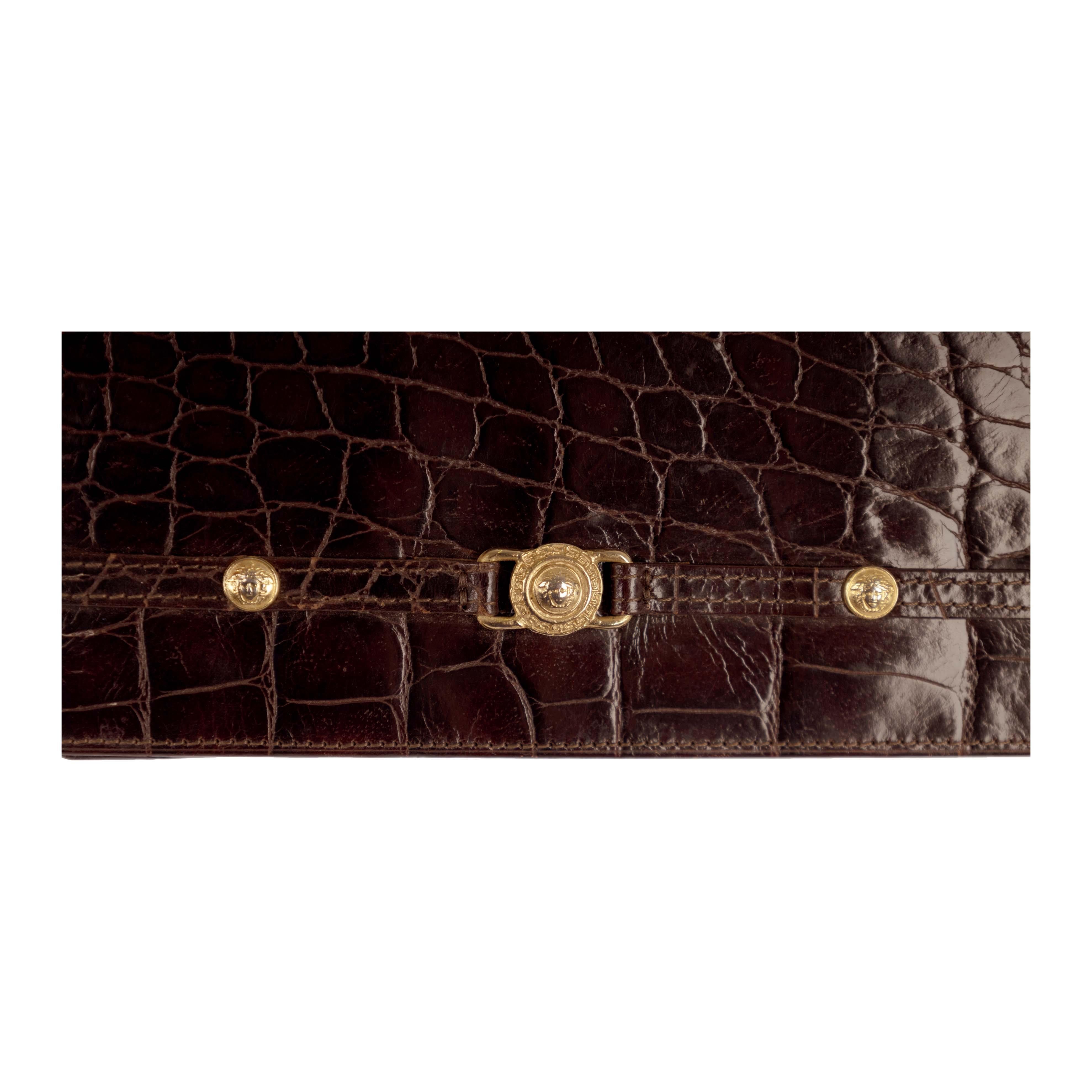 Gianni Versace Vintage Crocodile Embossed Handbag - '90s 9