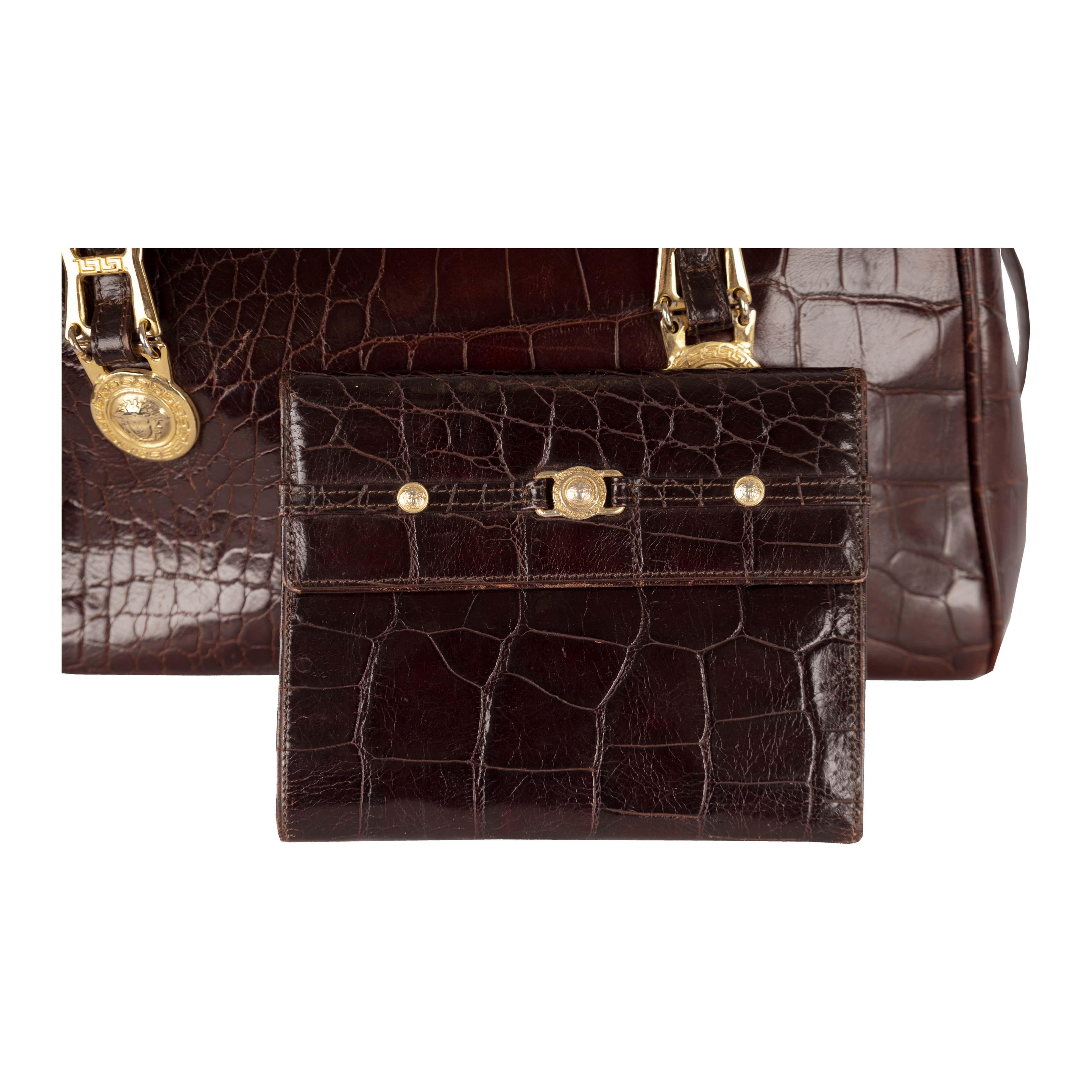 Gianni Versace Vintage Crocodile Embossed Handbag - '90s 10