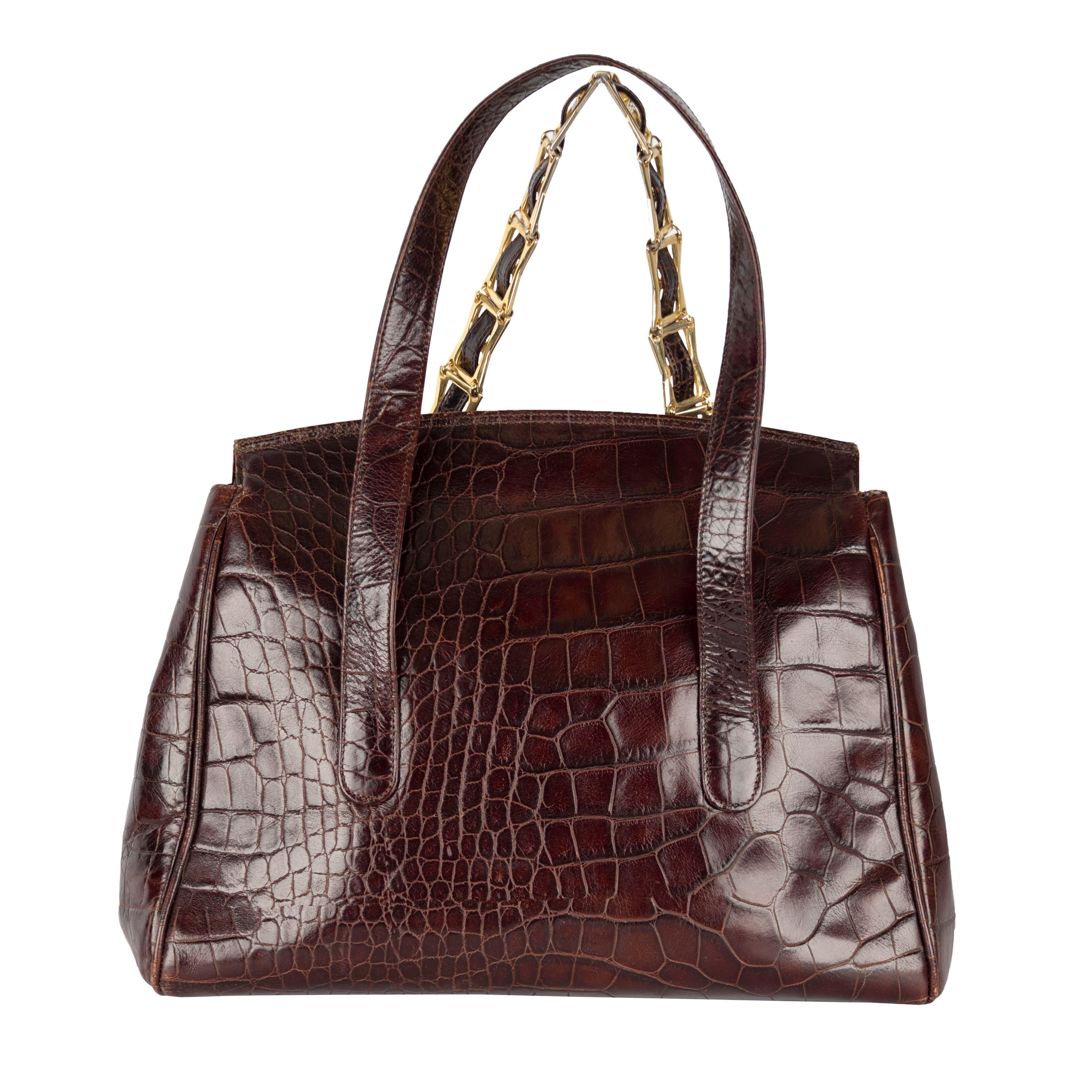 Gianni Versace Vintage Crocodile Embossed Handbag - '90s In Good Condition In Milano, IT