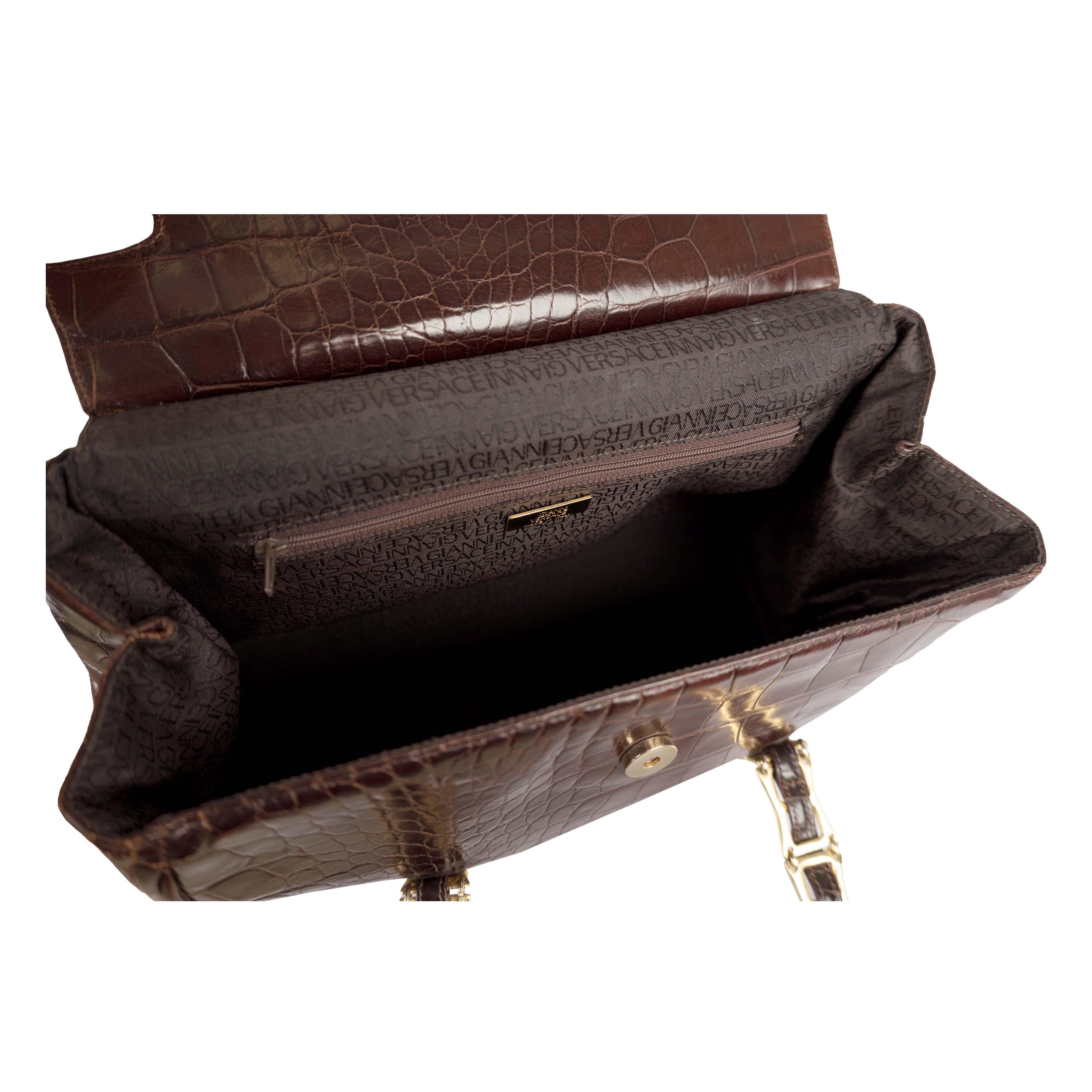 Gianni Versace Vintage Crocodile Embossed Handbag - '90s 5