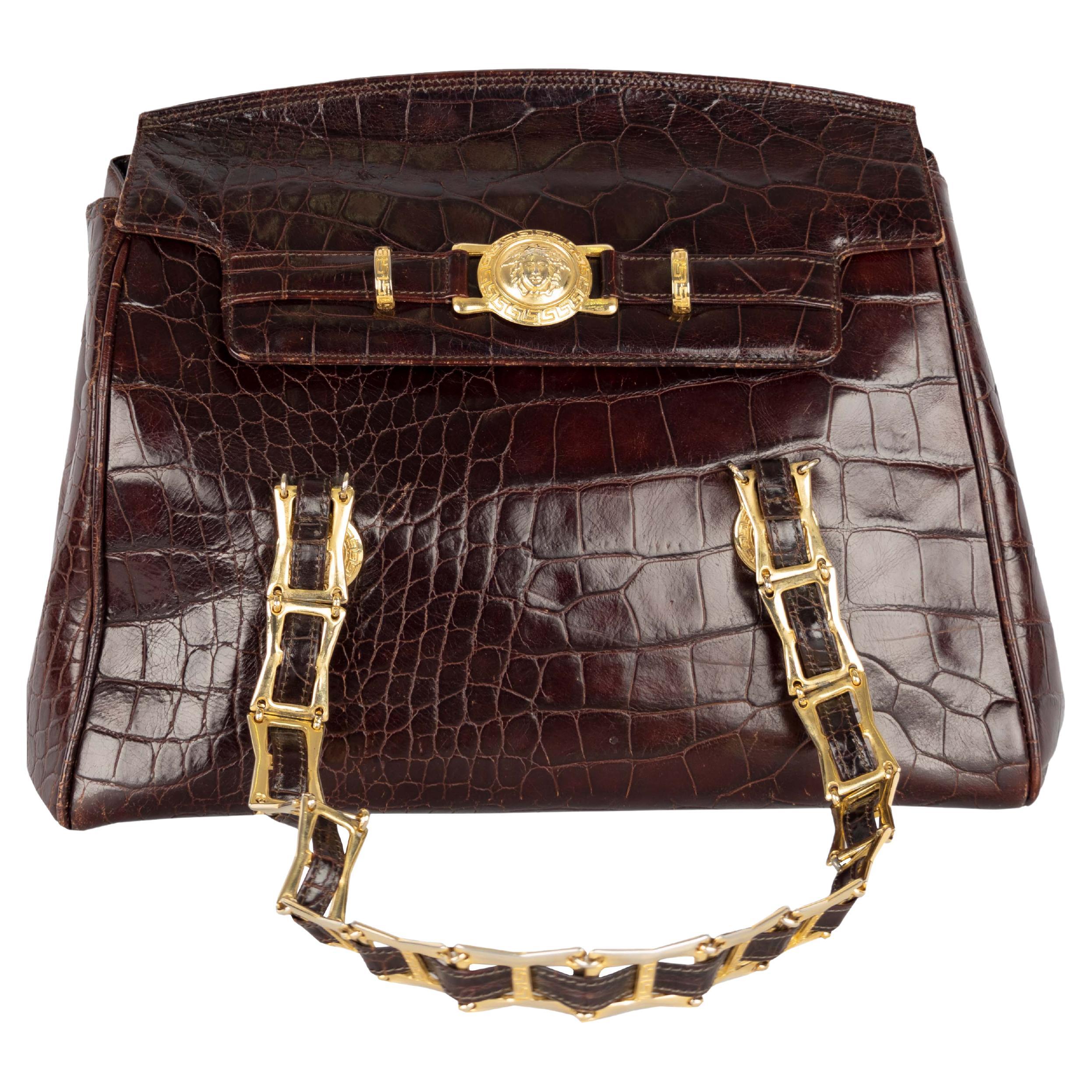 Gianni Versace Vintage Crocodile Embossed Handbag - '90s
