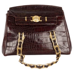 Gianni Versace Retro Crocodile Embossed Handbag - '90s