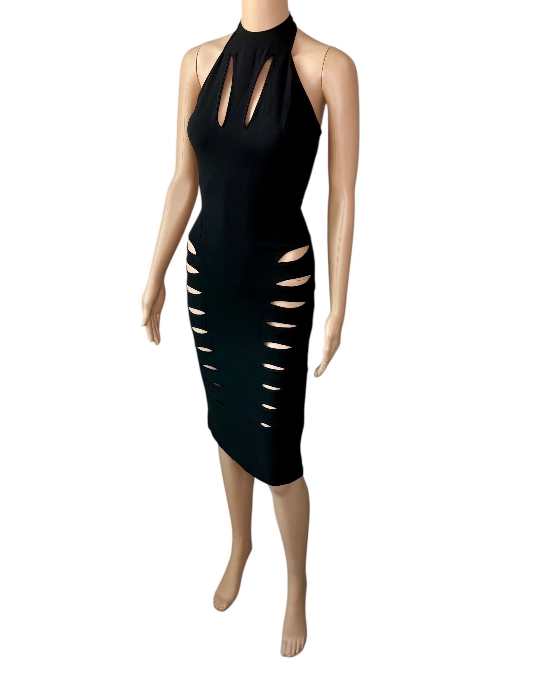 Gianni Versace - Vestito midi nero con ritaglio e scollo alla caviglia - Midi Dress in vendita 5