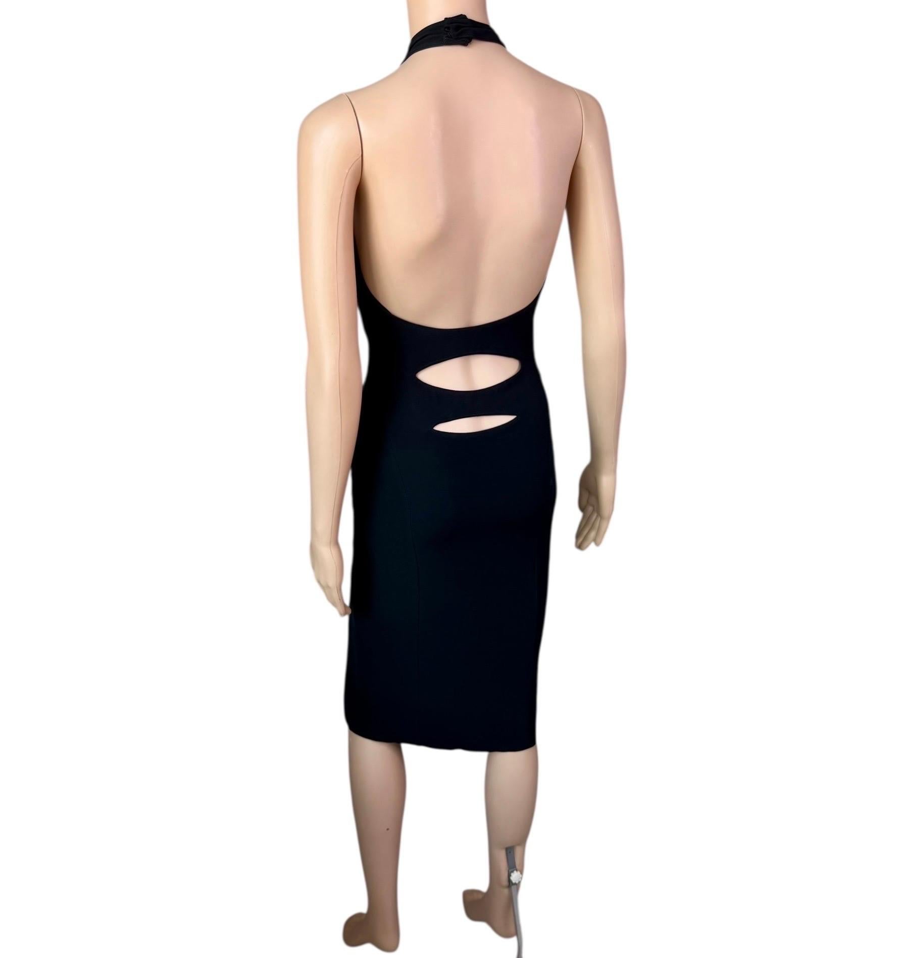 Gianni Versace - Vestito midi nero con ritaglio e scollo alla caviglia - Midi Dress in vendita 6