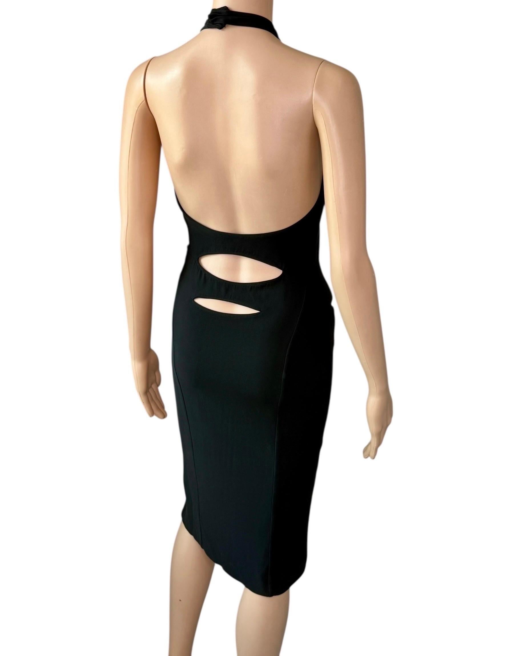 Gianni Versace - Vestito midi nero con ritaglio e scollo alla caviglia - Midi Dress in vendita 8