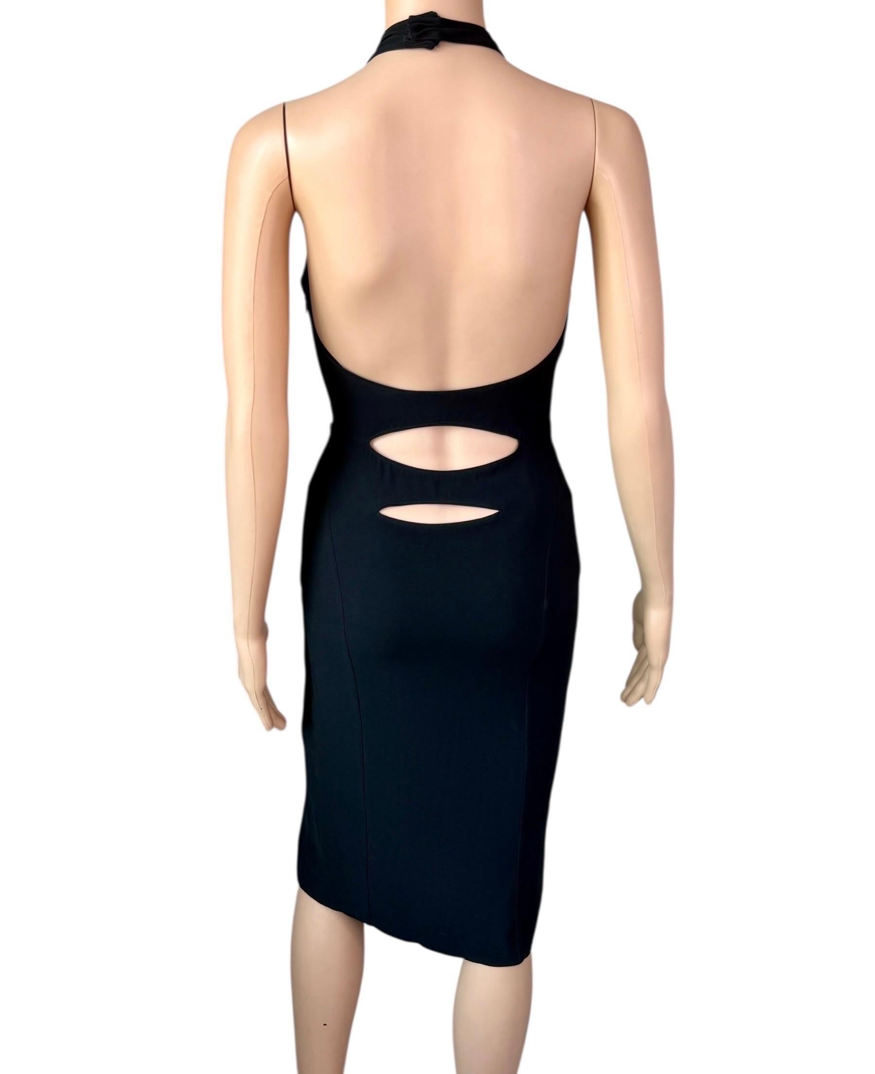 Nero Gianni Versace - Vestito midi nero con ritaglio e scollo alla caviglia - Midi Dress in vendita