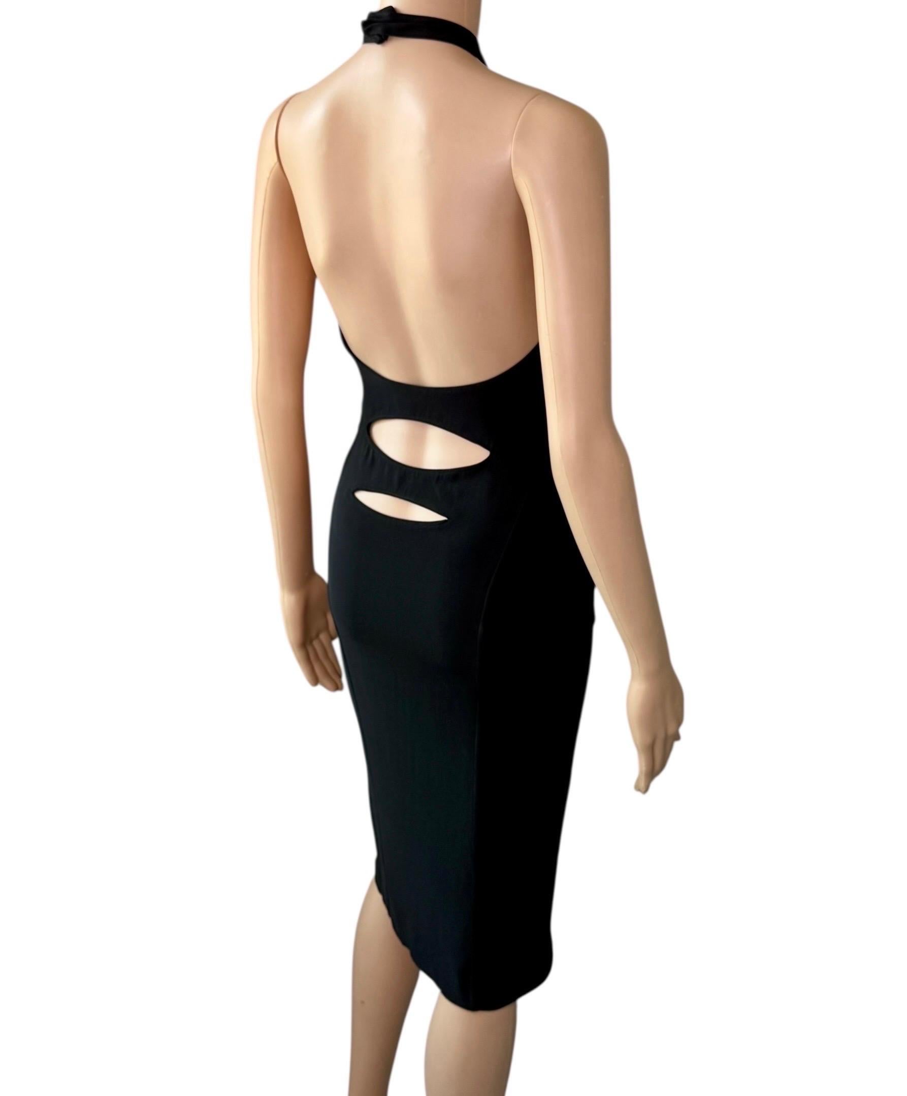 Gianni Versace - Vestito midi nero con ritaglio e scollo alla caviglia - Midi Dress in vendita 2