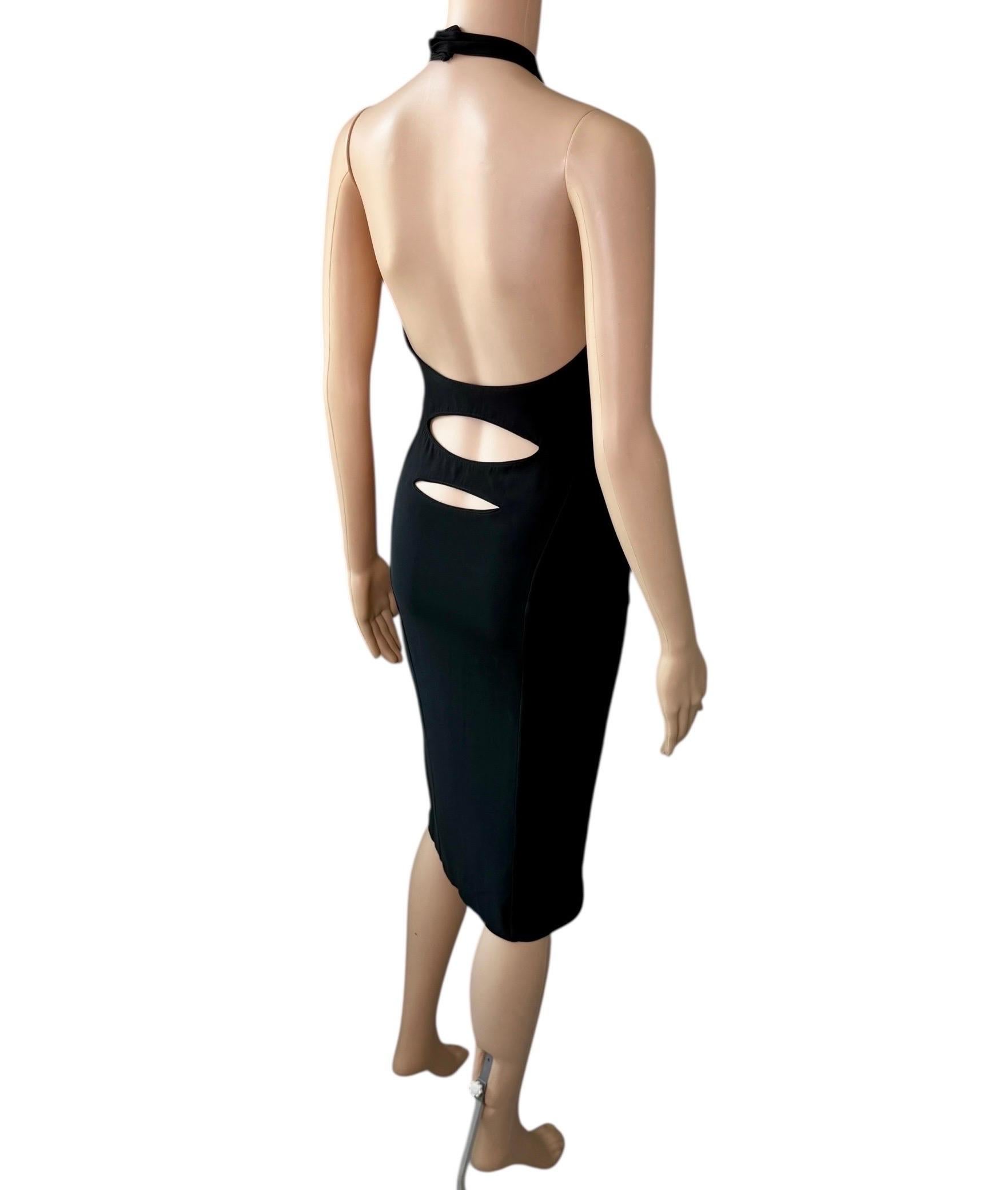 Gianni Versace - Vestito midi nero con ritaglio e scollo alla caviglia - Midi Dress in vendita 4