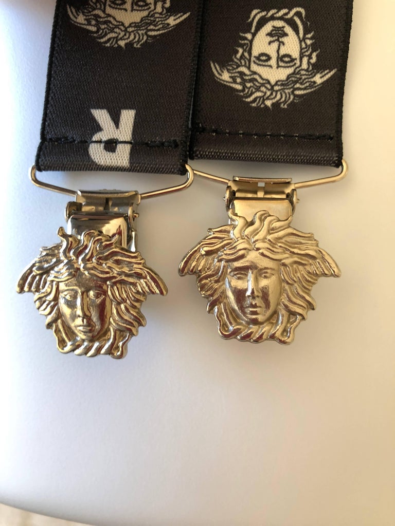 Gianni Versace Vintage Dreamer Suspenders with Medusa Pendant and Clips