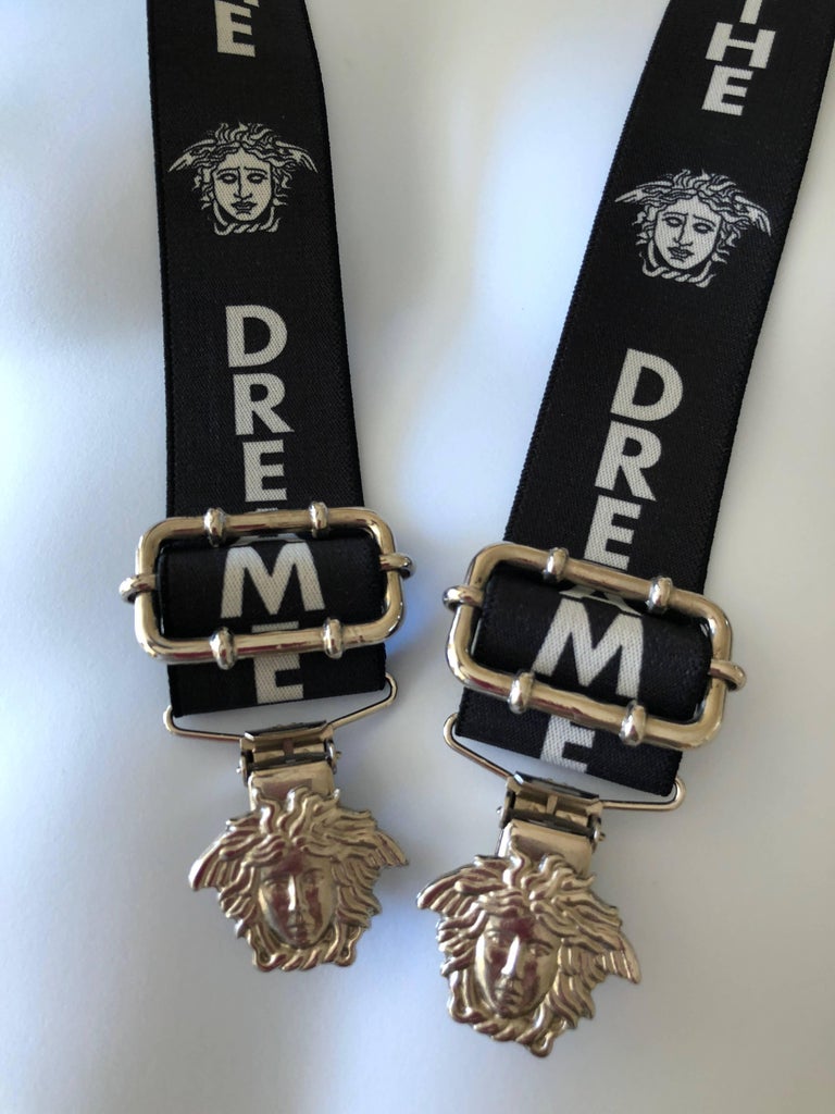 Gianni Versace Vintage Dreamer Suspenders with Medusa Pendant and Clips