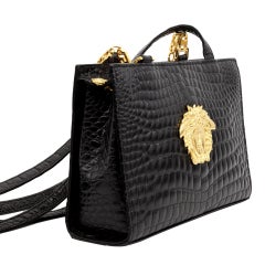 Gianni Versace Vintage Embossed Crocodile Medusa Shoulder Crossbody Bag, 1993.