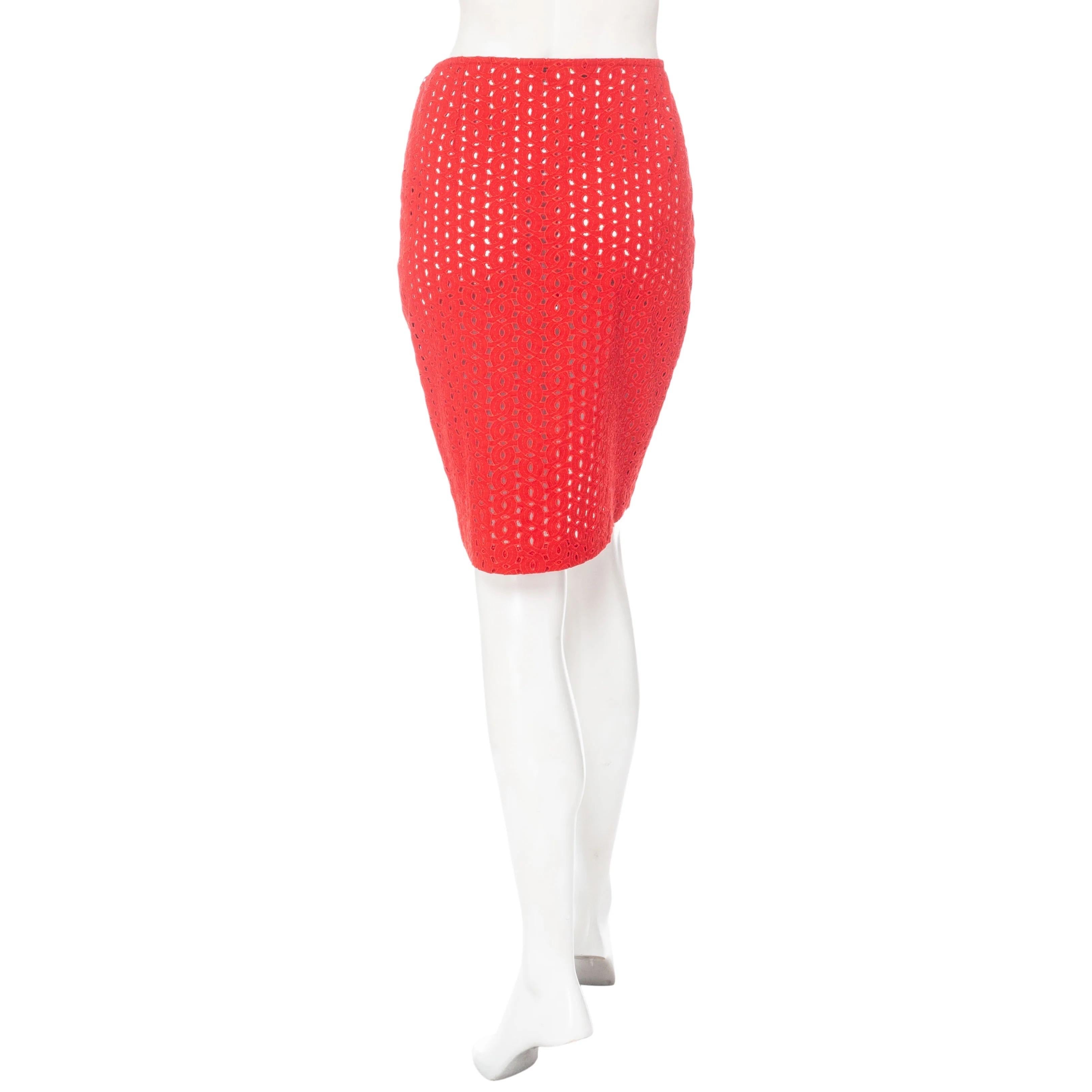 Gianni Versace Vintage Eyelet Pencil Skirt Spring2002 Documented In Excellent Condition For Sale In Woodland Hills, CA