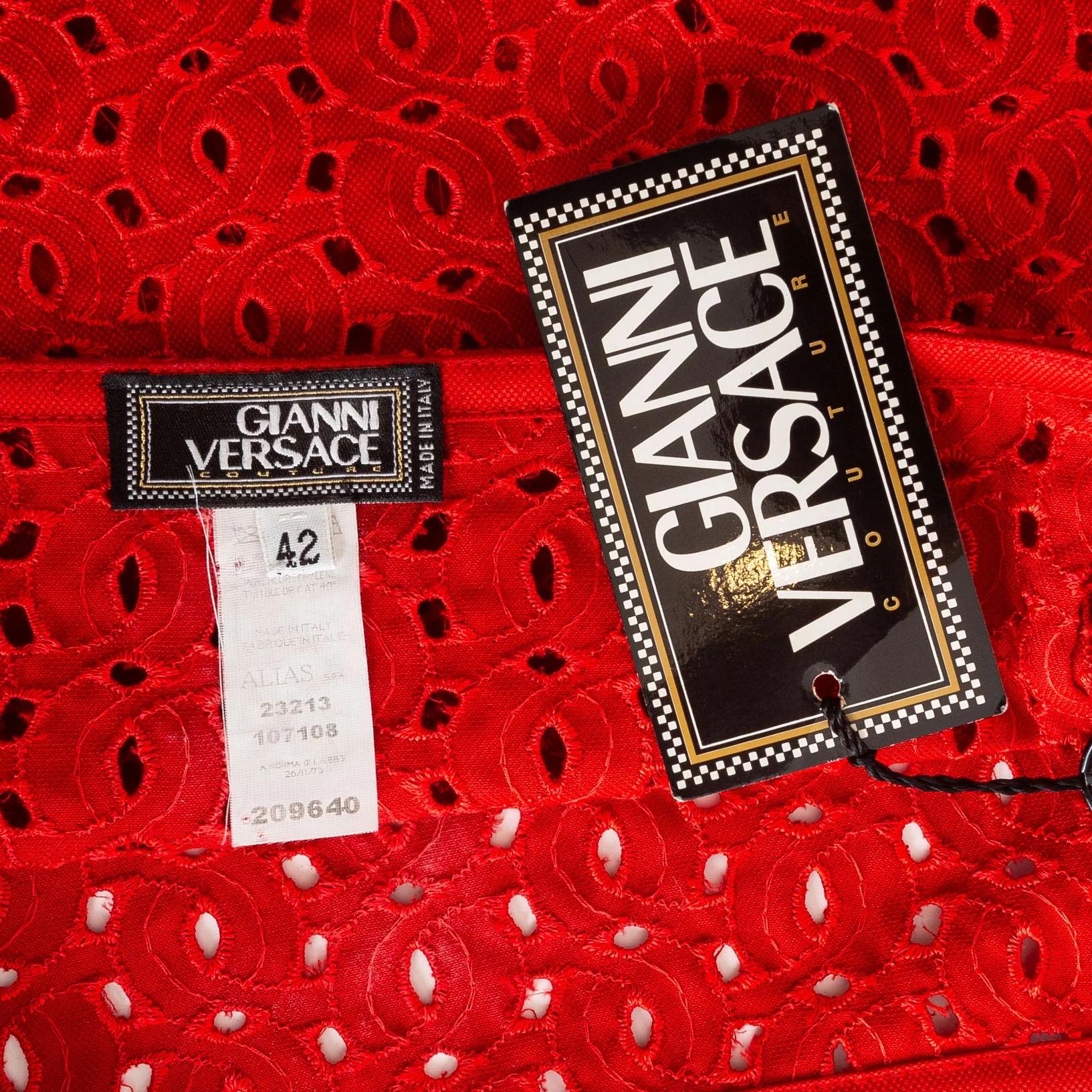 Gianni Versace Vintage Eyelet Pencil Skirt Spring2002 Documented For Sale 1