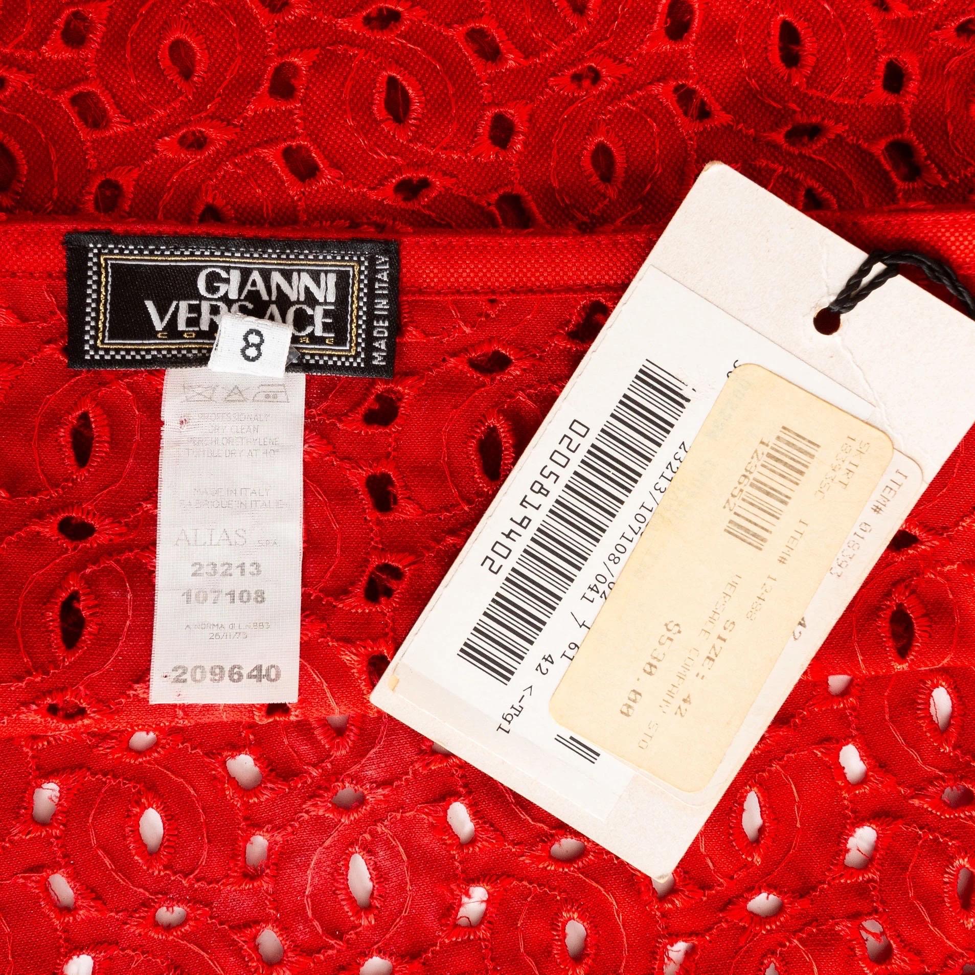 Gianni Versace Vintage Eyelet Pencil Skirt Spring2002 Documented For Sale 2
