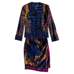 Gianni Versace Vintage F/W 1991 Op Art Atelier Skirt Suit Set Sz IT38