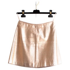 Gianni Versace Vintage F/W1994 Embossed Leather Rose Gold Metallic Mini Skirt
