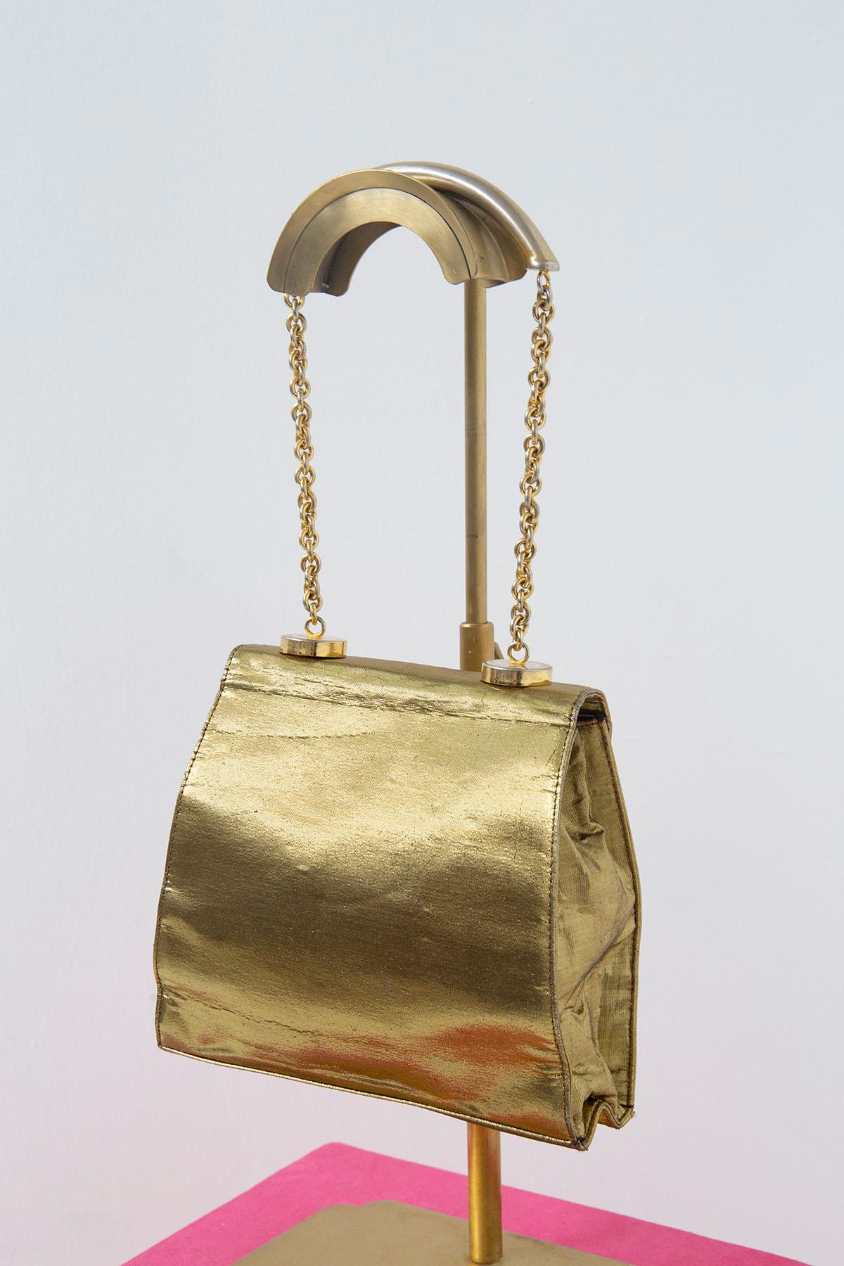 Gianni Versace vintage gold colored evening shoulder bag For Sale 2