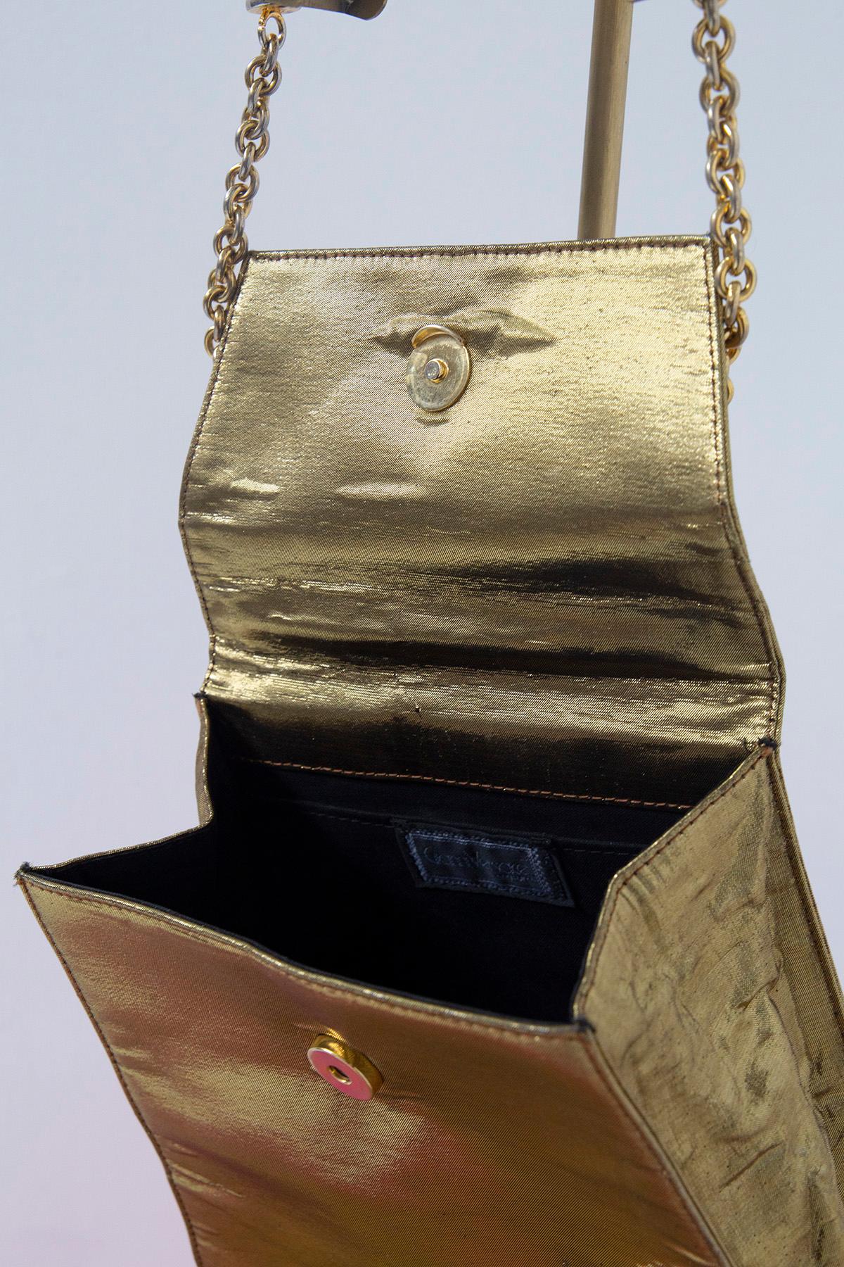 Gianni Versace vintage gold colored evening shoulder bag For Sale 3