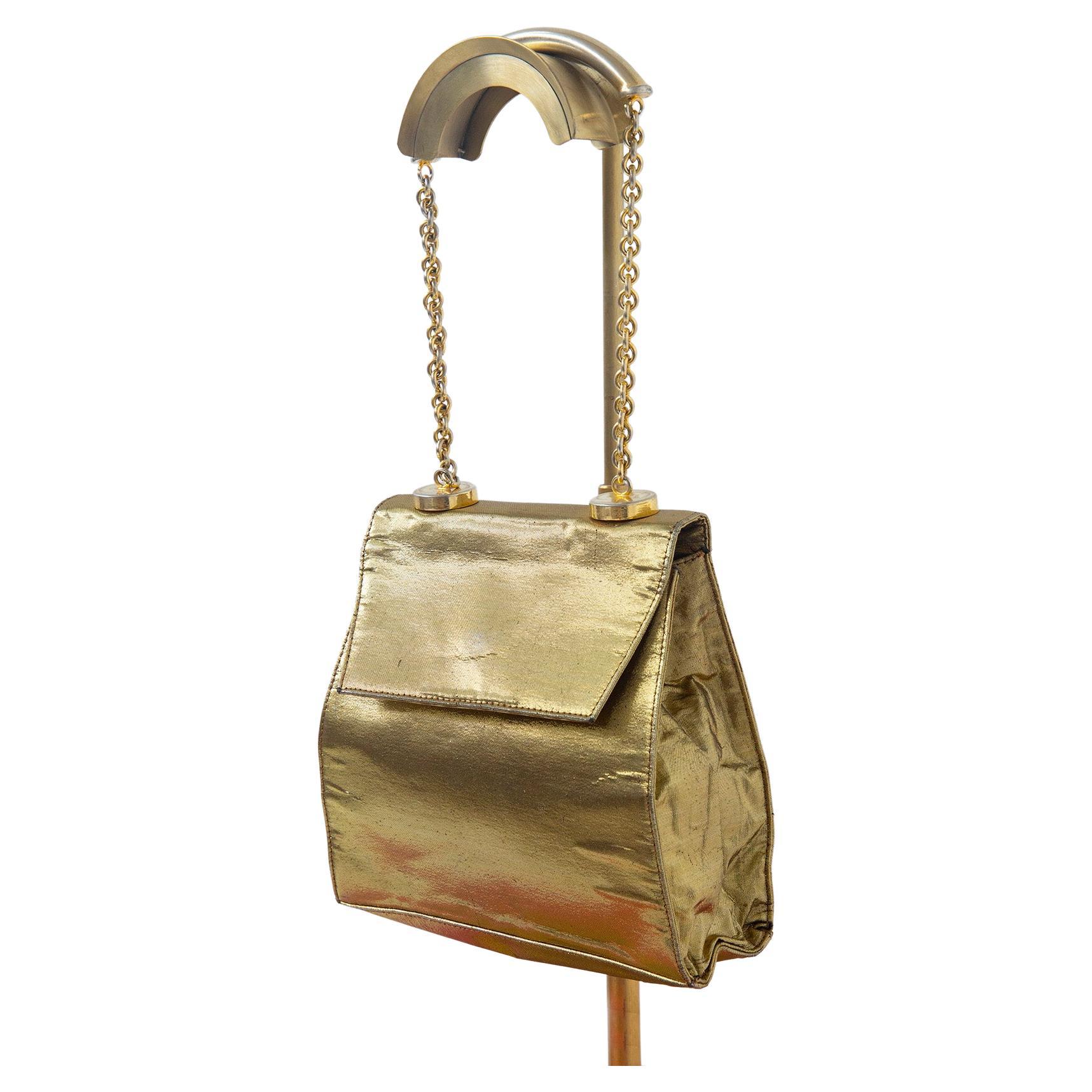 Gianni Versace Vintage goldfarbene Abend-Schultertasche im Angebot