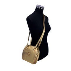 Gianni Versace Vintage Gold Leather Long Double Straps Shoulder Bag