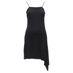 GIANNI VERSACE Vintage gold logo charm asymmetric drape slip mini dress