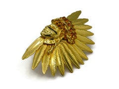 GIANNI VERSACE Anillo/anillo vintage de pañuelo indio americano enjoyado en tono dorado