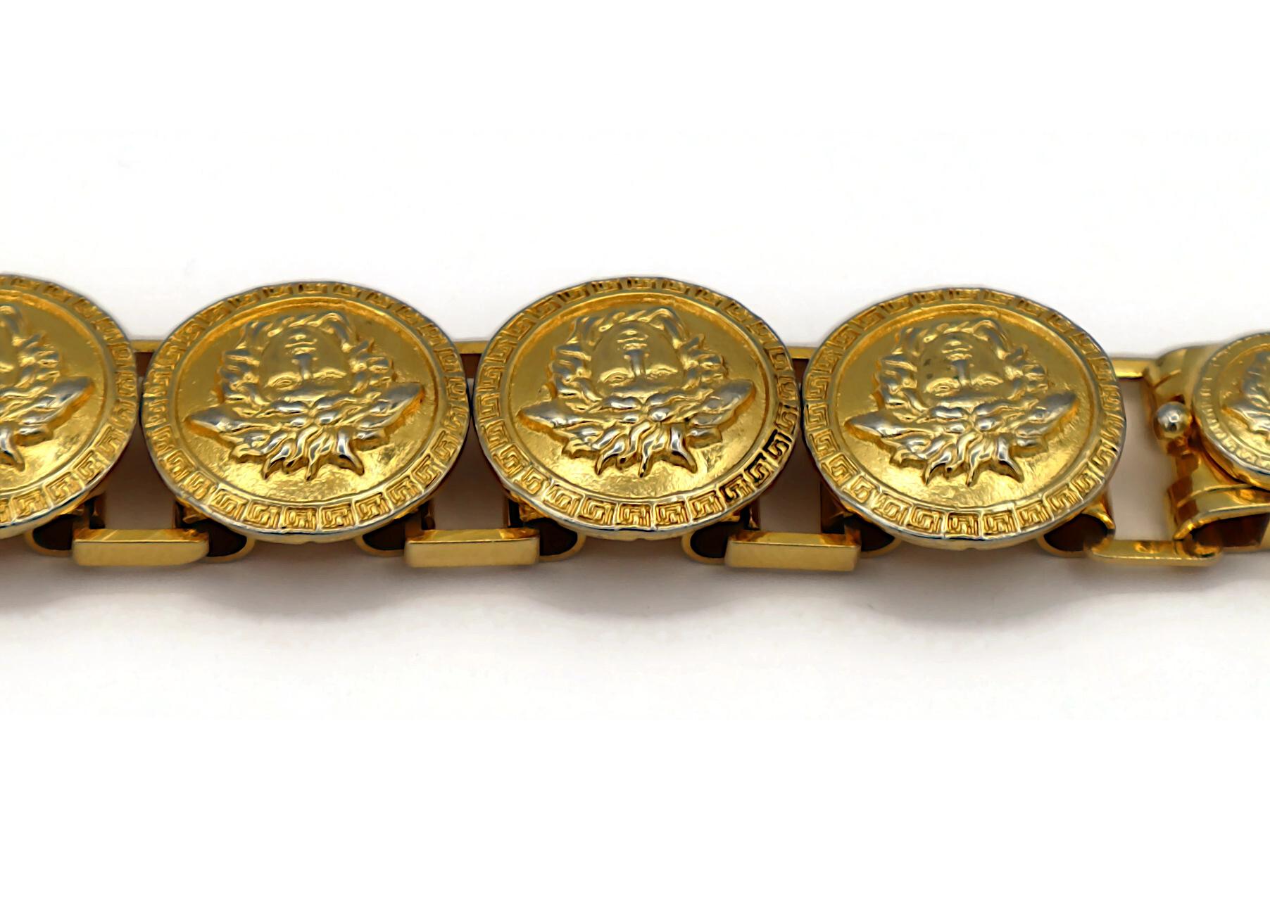 GIANNI VERSACE Vintage Gold Tone Medusa Bracelet For Sale 7
