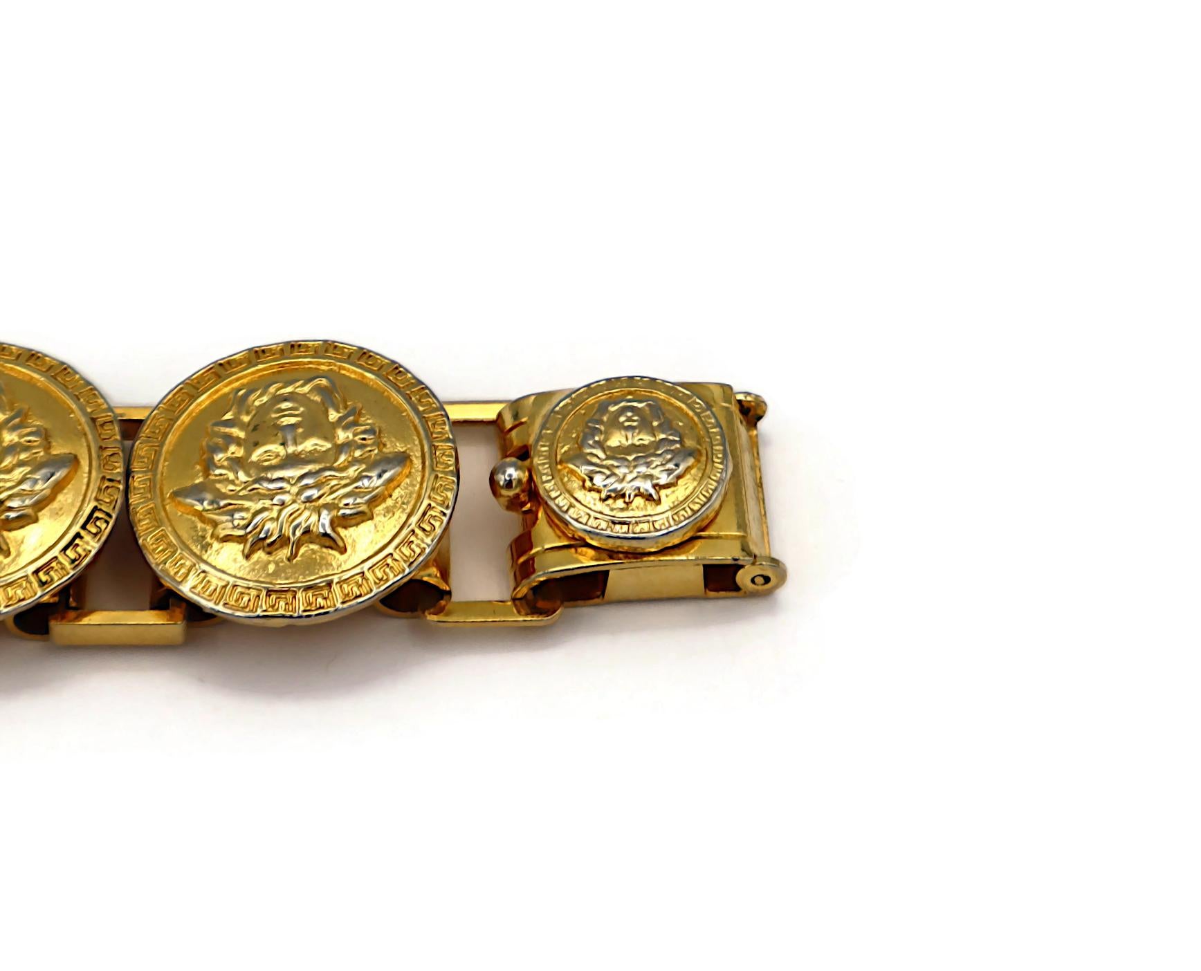 GIANNI VERSACE Vintage Gold Tone Medusa Bracelet For Sale 8