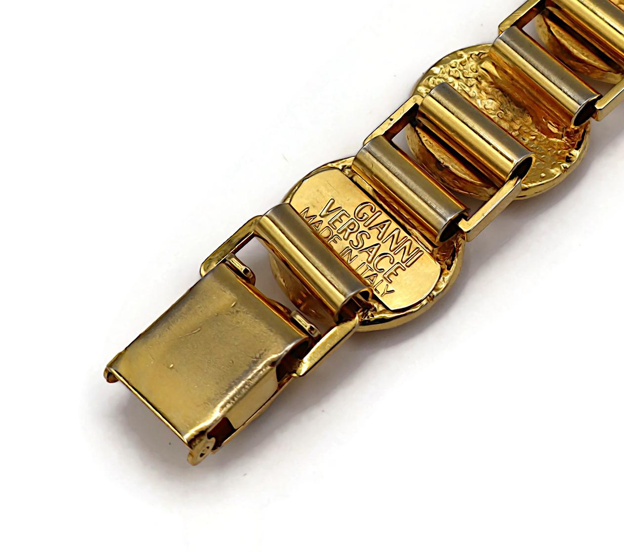 GIANNI VERSACE Vintage Gold Tone Medusa Bracelet For Sale 10