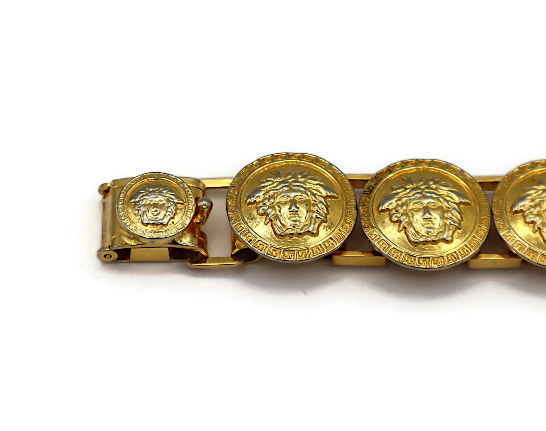 GIANNI VERSACE Vintage Gold Tone Medusa Bracelet For Sale 1