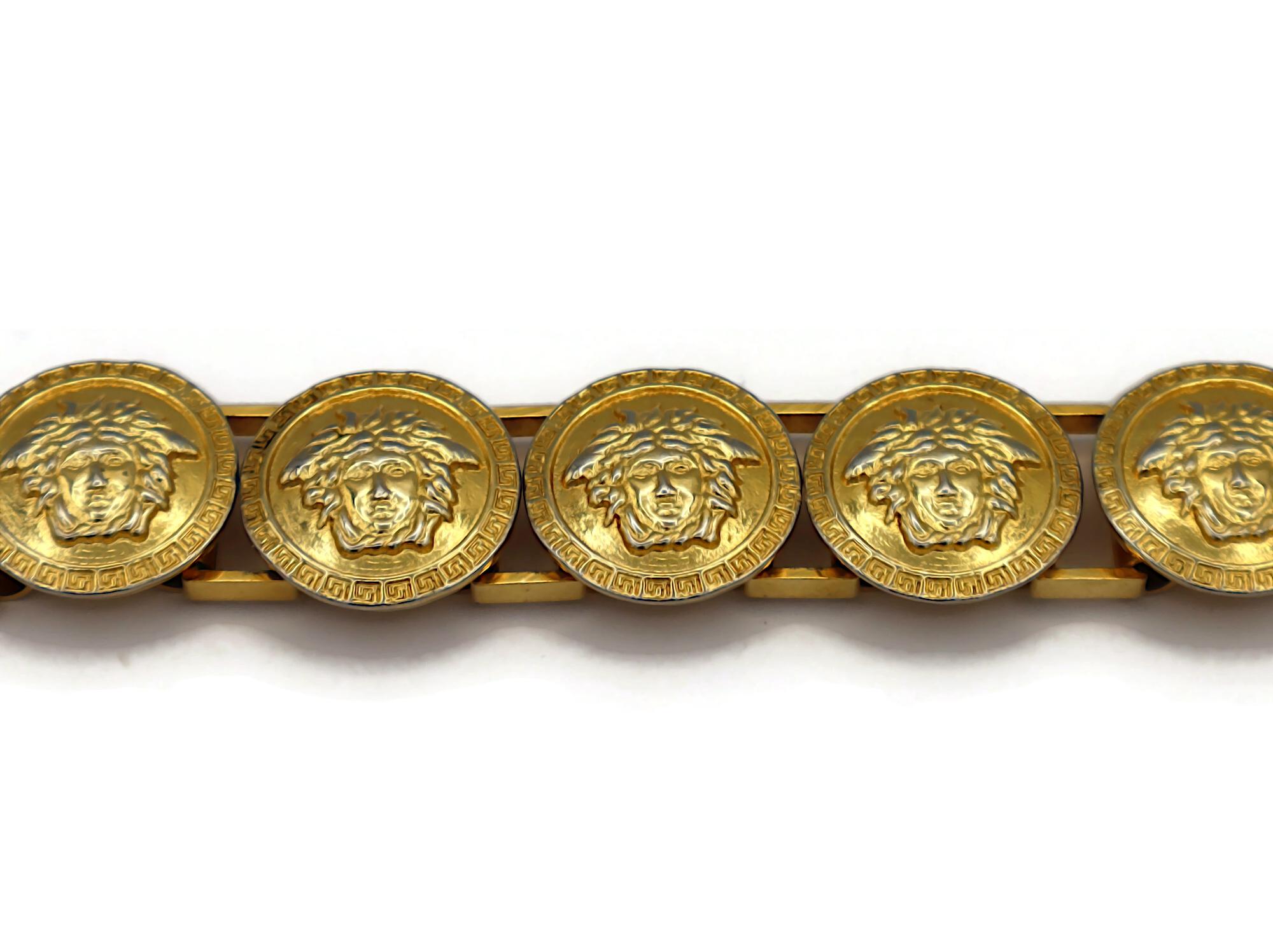 GIANNI VERSACE Vintage Gold Tone Medusa Bracelet For Sale 2