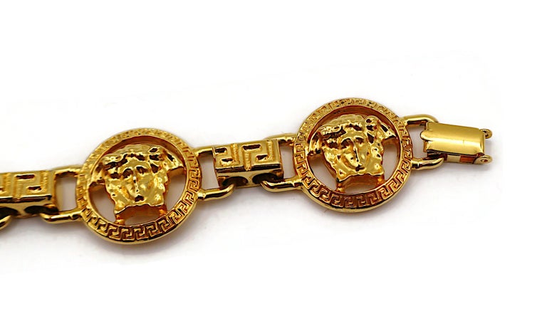 GIANNI VERSACE Vintage Gold Tone Medusa Bracelet For Sale at